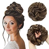 Vista 47 de CJL HAIR Extensiones de cabello ondulado y rizado grande con moño desordenado, extensiones de cabello sintético para coleta de caballo, extensiones