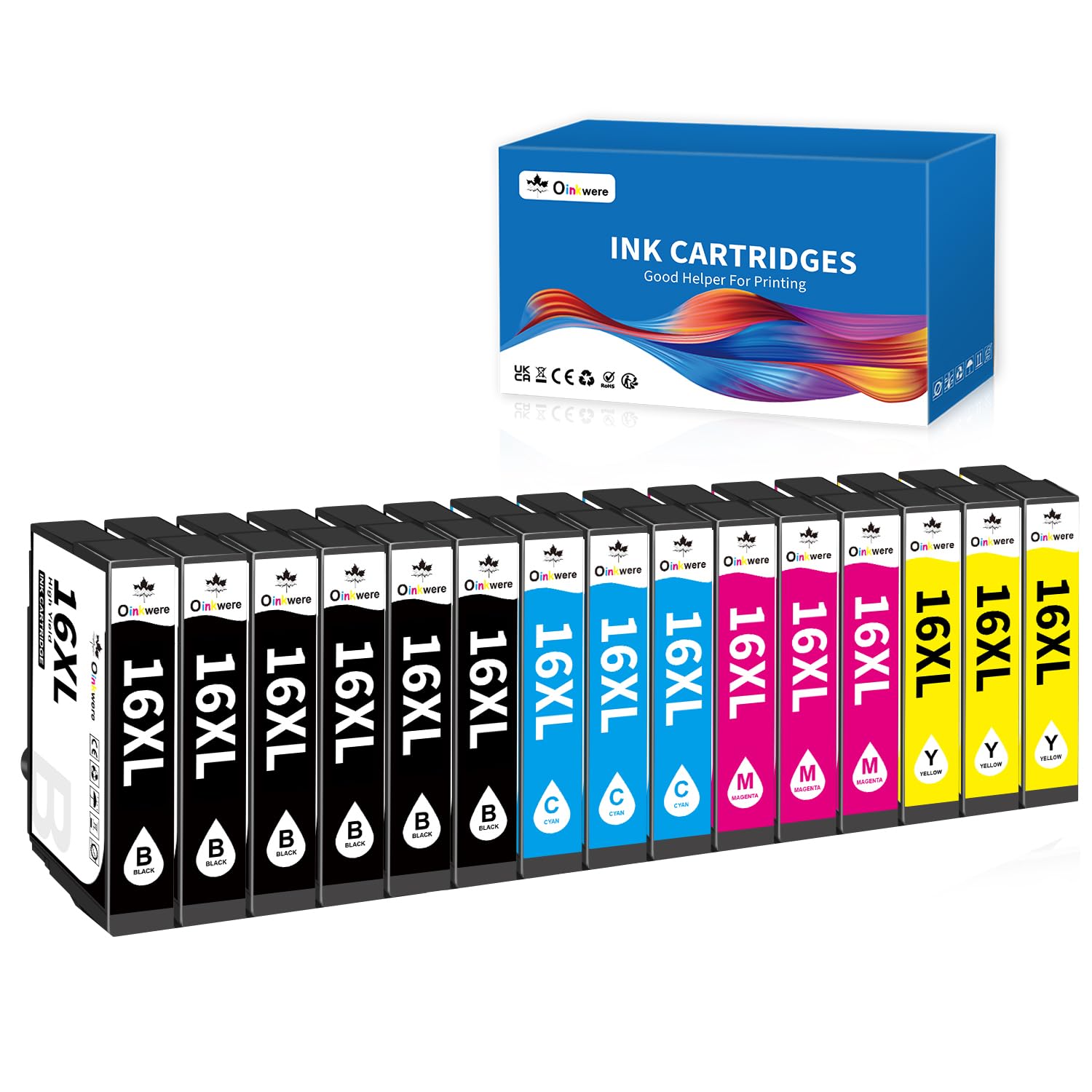 OINKWERE 16XL Cartucce Compatibil per Epson 16XL Multipack Cartucce 16 XL per Workforce WF-2630 WF-2510 WF-2760 WF-2750 WF-2660 WF-2530 WF-2540 WF-2650 WF-2010 WF-2520 (15-Pezzi)