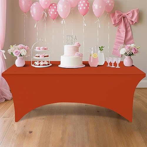 Miniatura 143 de Smiry Paquete de 2 manteles de elastano de 6 pies, elásticos ajustables, lavables y sin arrugas, rectangulares para mesa de patio, para exteriores,