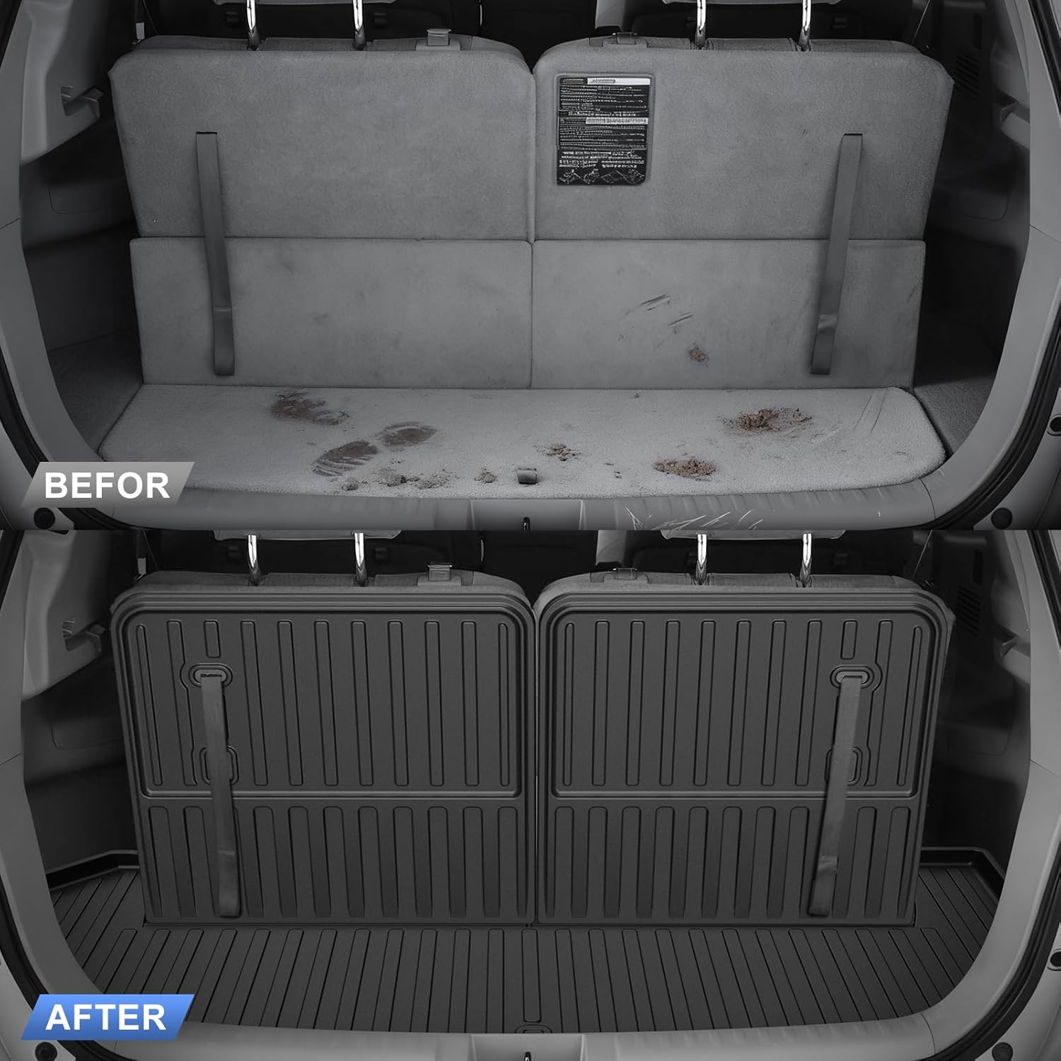 TTX LIGHTING Floor Mats Compatible with Toyota Highlander 2008-2013 (Non-Hybird): TPE All Weather Floor Liner Highlander 1st 2nd 3th Row Cargo Mat Back Seat Cover Protector Full Sets - Only 7 Seat - Image 4