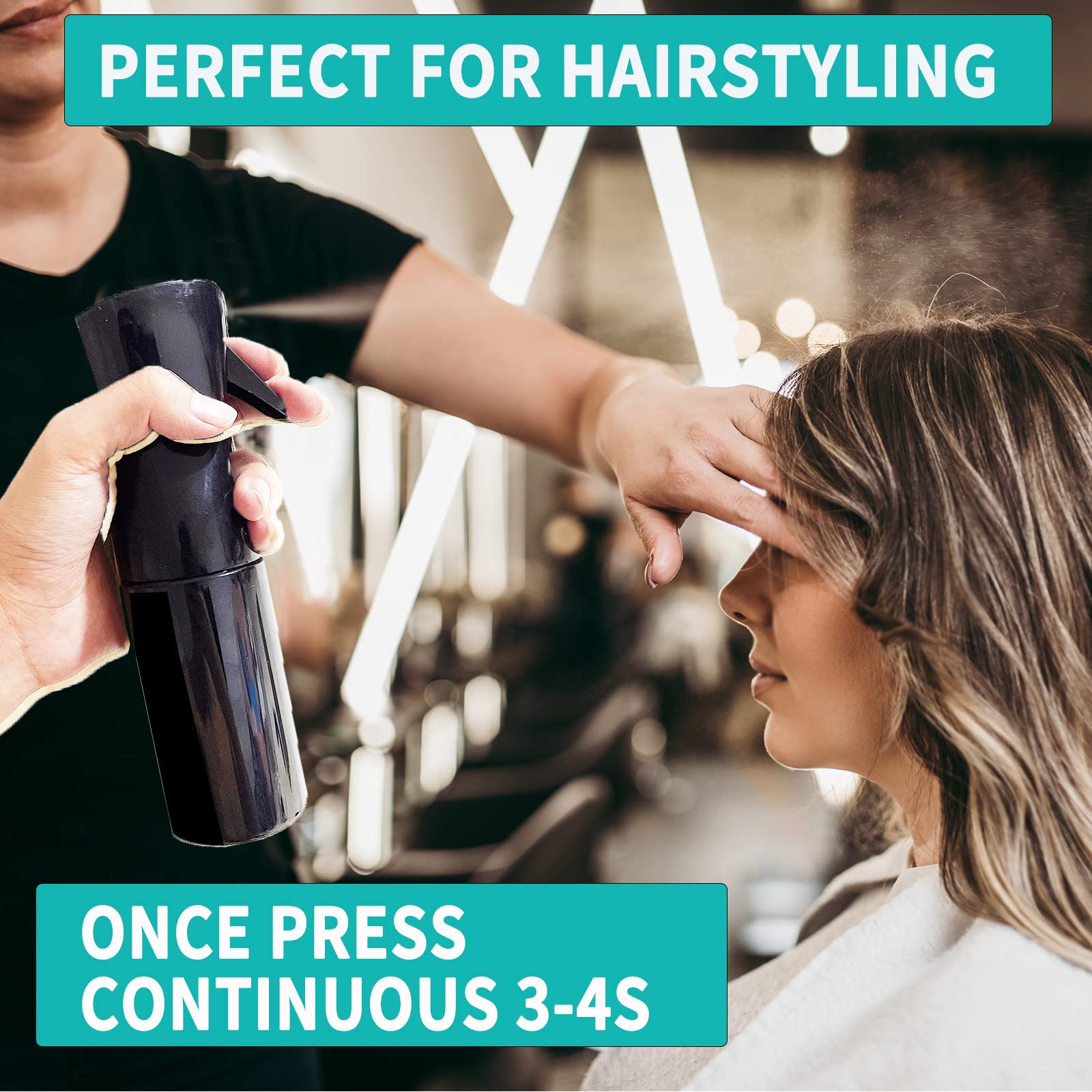 ANGLUX Sprühflasche für Haare, 200 ml, leer, feiner Nebel, ultrafein, kontinuierliche Sprühflasche, feiner Sprühflasche für Haarstyling, Reinigung, Pflanzen, Nebel und Hautpflege, Schwarz