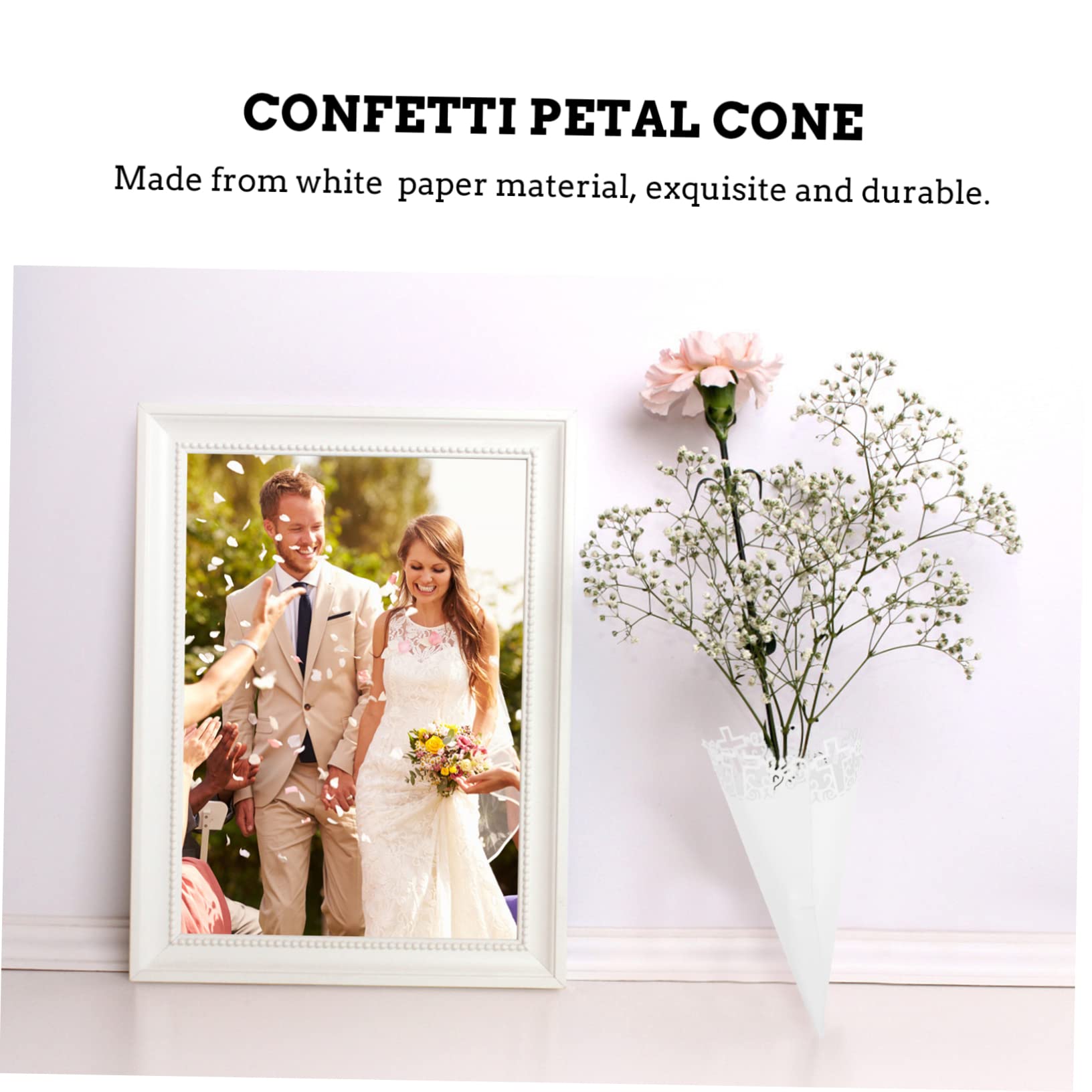 HOMSFOU 5 Sätze Papierbrunnen Weiß Mini Zapfen Party Gefälligkeiten Partydekorationen Groß Klein Hochzeitskegel Konfetti-halter Für Die Hochzeit Konfetti- 20 Stück * 5