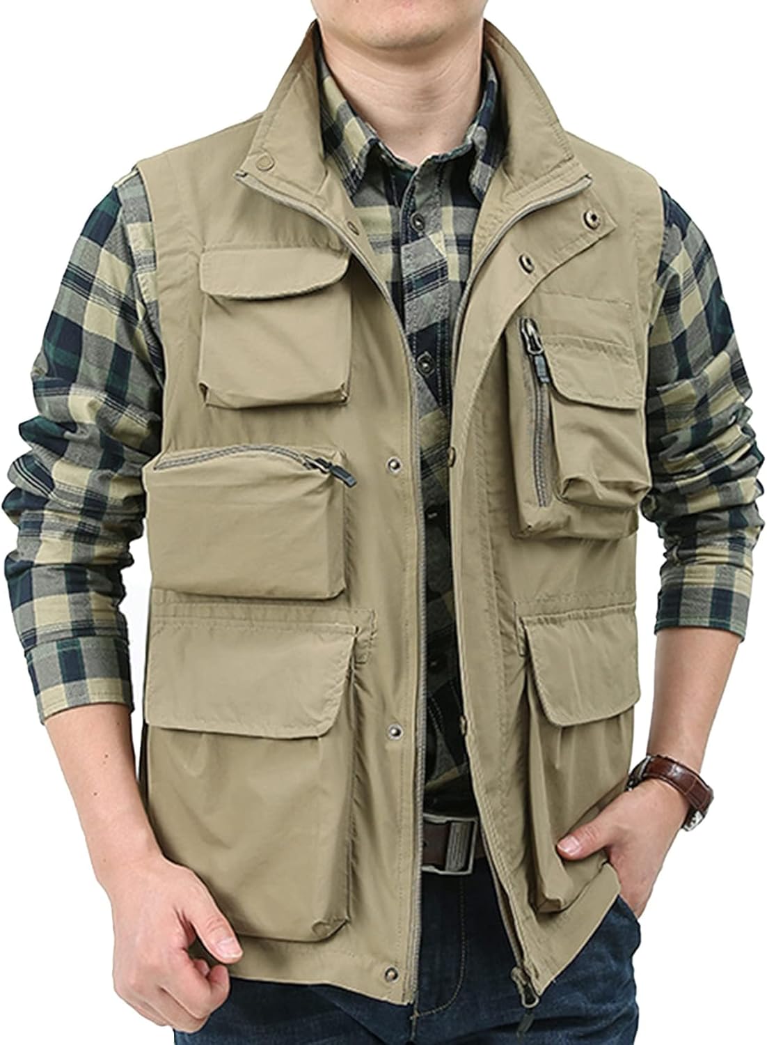 Yimoon Men’s Utility Fishing Vest Summer Lightweight Safari Travel Cargo Vest Outdoor Work Vests Multi Pockets - Image 4