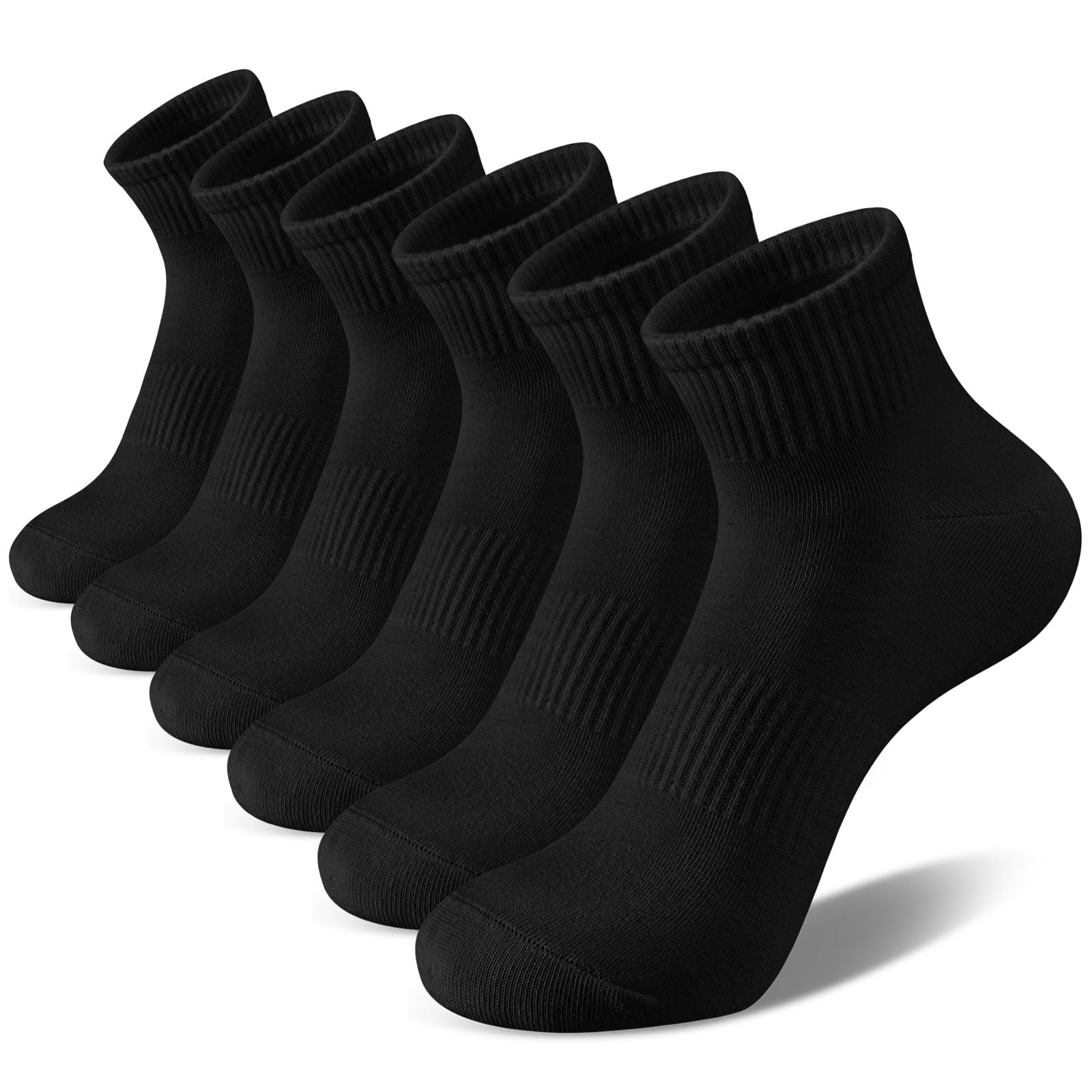 White Ankle Socks for Women: 6/10 Pairs Cotton Running Athletic Socks-image-24