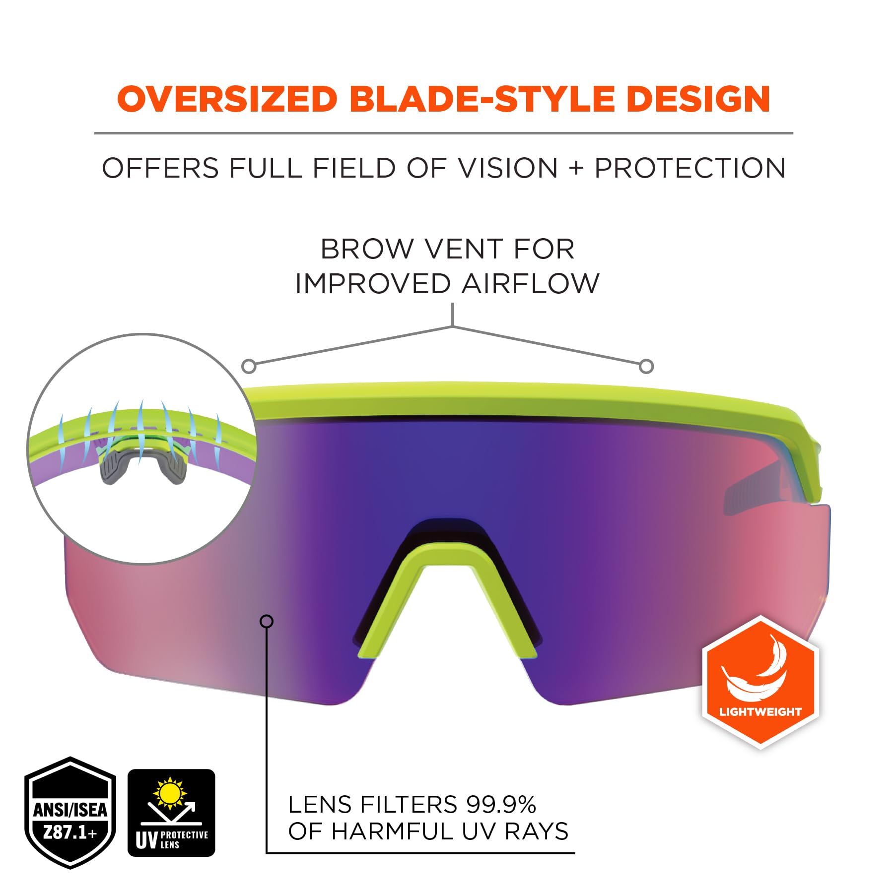 Ergodyne Skullerz Aegir Safety Glasses, Sunglasses - Mirrored Lenses Gafas de seguridad con espejo Unisex adulto (Pack de 1)
