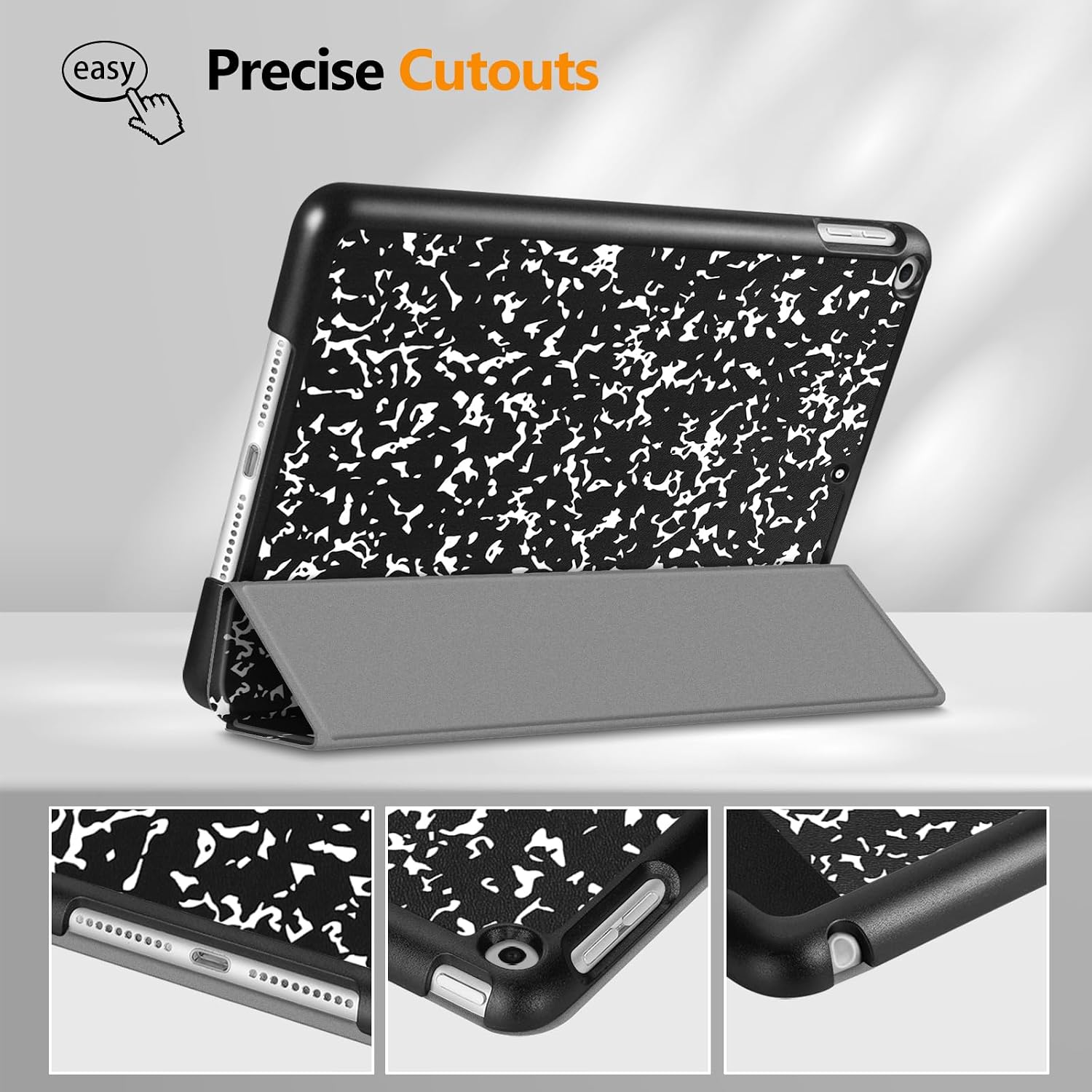 Fintie Slim Lightweight Case for iPad 9th / 8th / 7th Generation 10.2 Inch | Smart Protective Stand Hard Back Cover, Viewing & Typing Angles, Auto Wake/Sleep, Composition Book Black