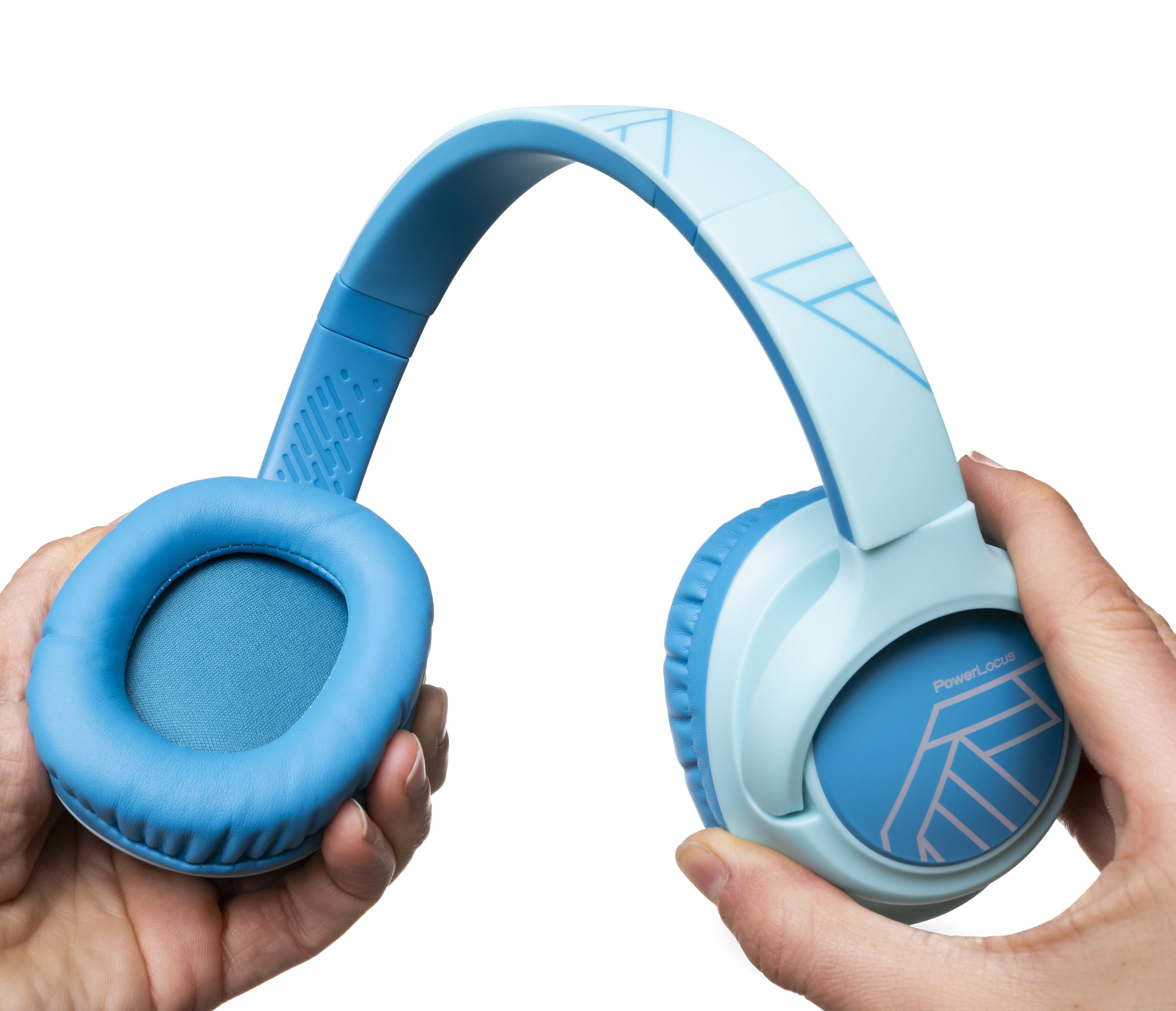 PowerLocus Auriculares de Diadema para Niños, Cascos Bluetooth Inalámbricos, Límite de Volumen de 74/85/94dB, Luces LED de Colores, Micrófono, Plegable, Conecta 2 Auriculares al Dispositivo