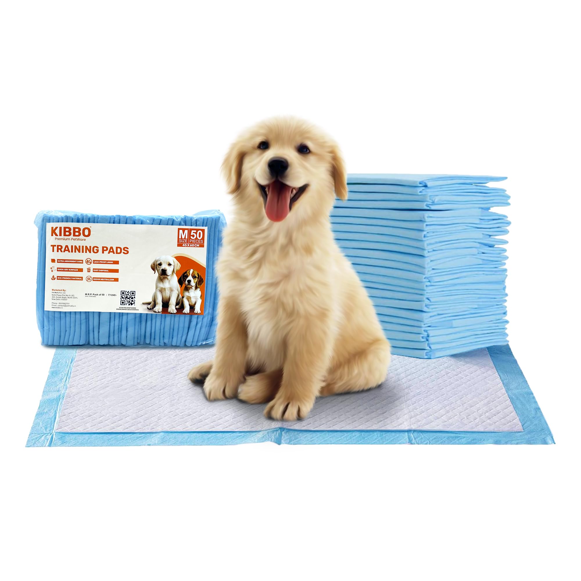 KIBBO Training Pads for Dogs & Cats | Pee Pads for Puppies with Leak-Proof Ultra Absorbent Design | Quick Dry Surface & Odour Neutralizer | Pack of 50 (45x60 CM) (B0D765KLZM) Amazon Price History, Amazon Price Tracker