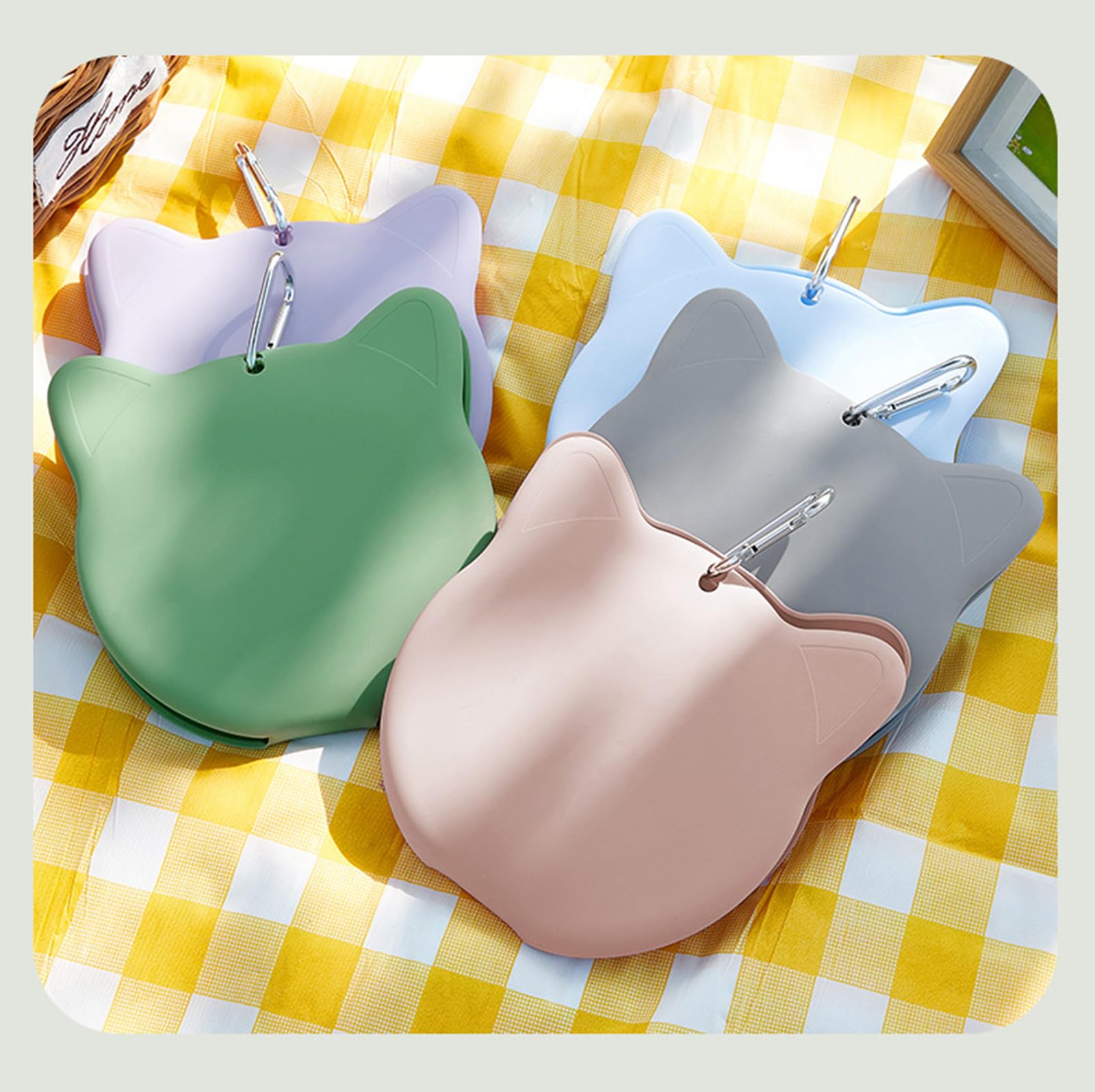 Gamelle de voyage 2 en 1 pour chien et chat – Double gamelle portable pliable avec clips de verrouillage pour nourriture pour animaux domestiques, rose, 35 x 17 cm