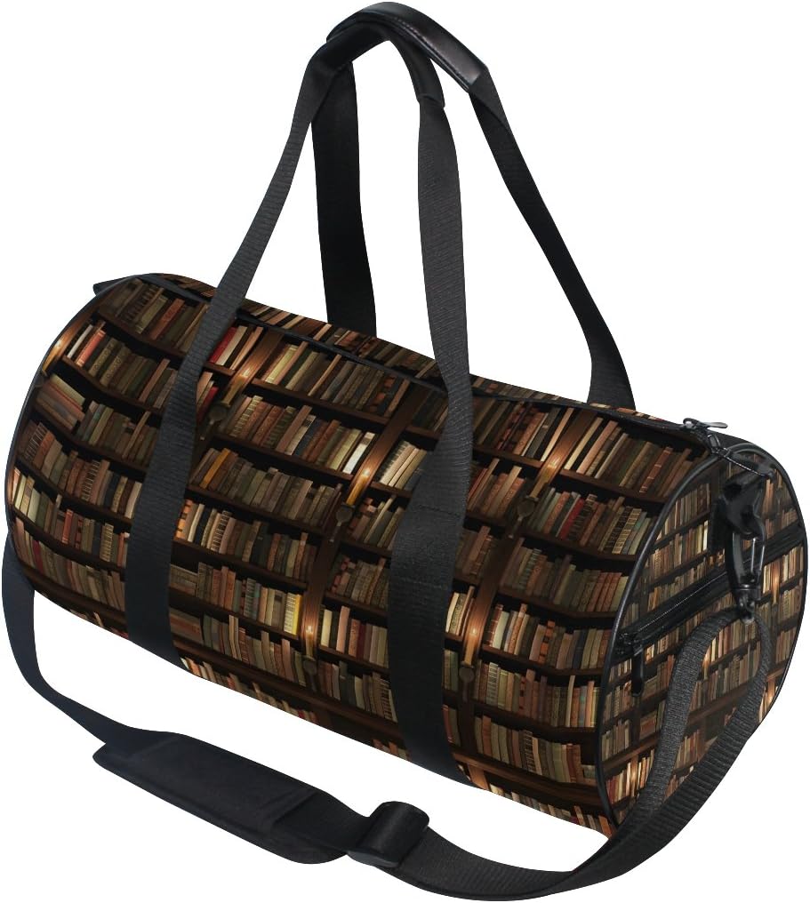 Use4 Two-Storied Bookshelf Bookworm Travel Duffel Bag Sport Gym Luggage Bag for Men Women
