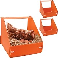 Touri 3-Pack Durable Orange Chicken Nesting Boxes for Hens, Ducks & Poultry - Easy Velcro Assembly Egg Laying Nests