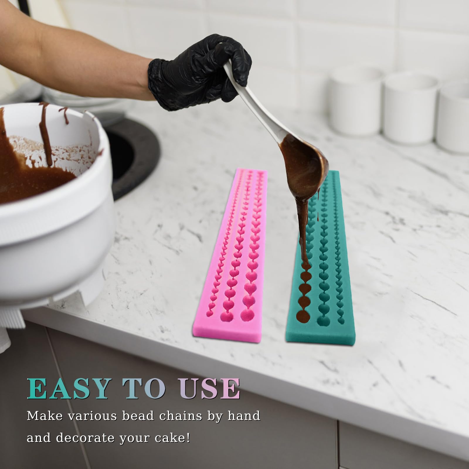 2 Pièces Moule à Fondant Perlé En Silicone Collier 3d Décoration De Gâteau Bord Moules Moule En Silicone En Forme De Perle 3d Décoration, Pour