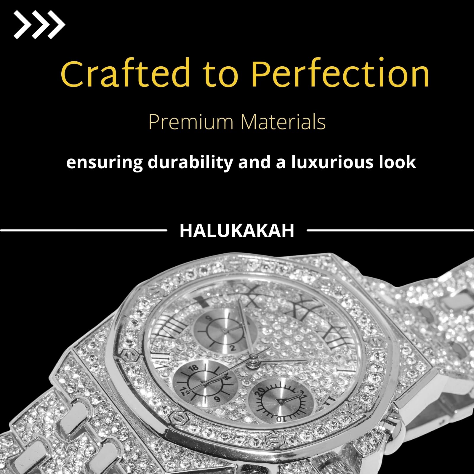 Halukakah Montre en Or avec Diamants pour Garçons,Ados,Enfants - Plaqué Or 18K/Platine,Cadran Octogonal 40mm avec Chiffres Romains,Quartz Japonais -20cm,avec Outil de Réglage -pour Anniversaires,Fêtes