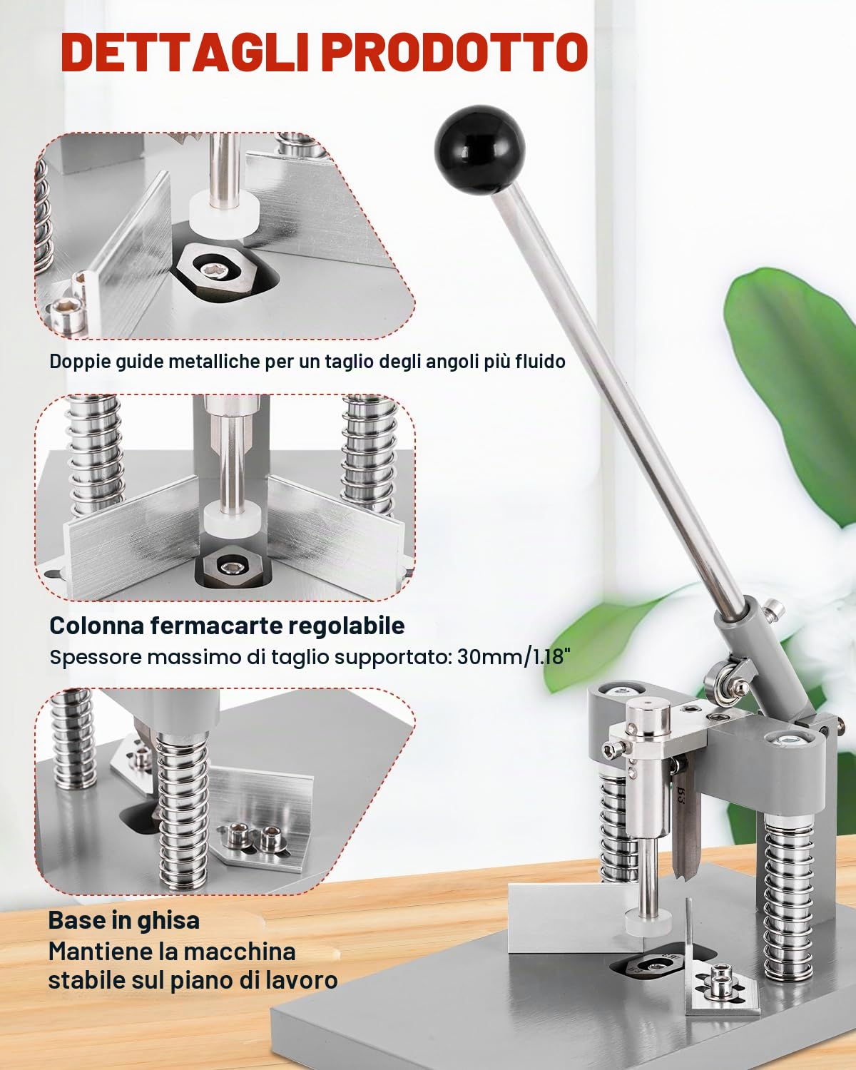 YUCHENGTECH Perforatrice per angoli arrotondati, resistente, per biglietti da visita laminati, carta da visita, angoli rotondi, con fustelle R6 mm R10 mm, spessore di taglio massimo 30 mm