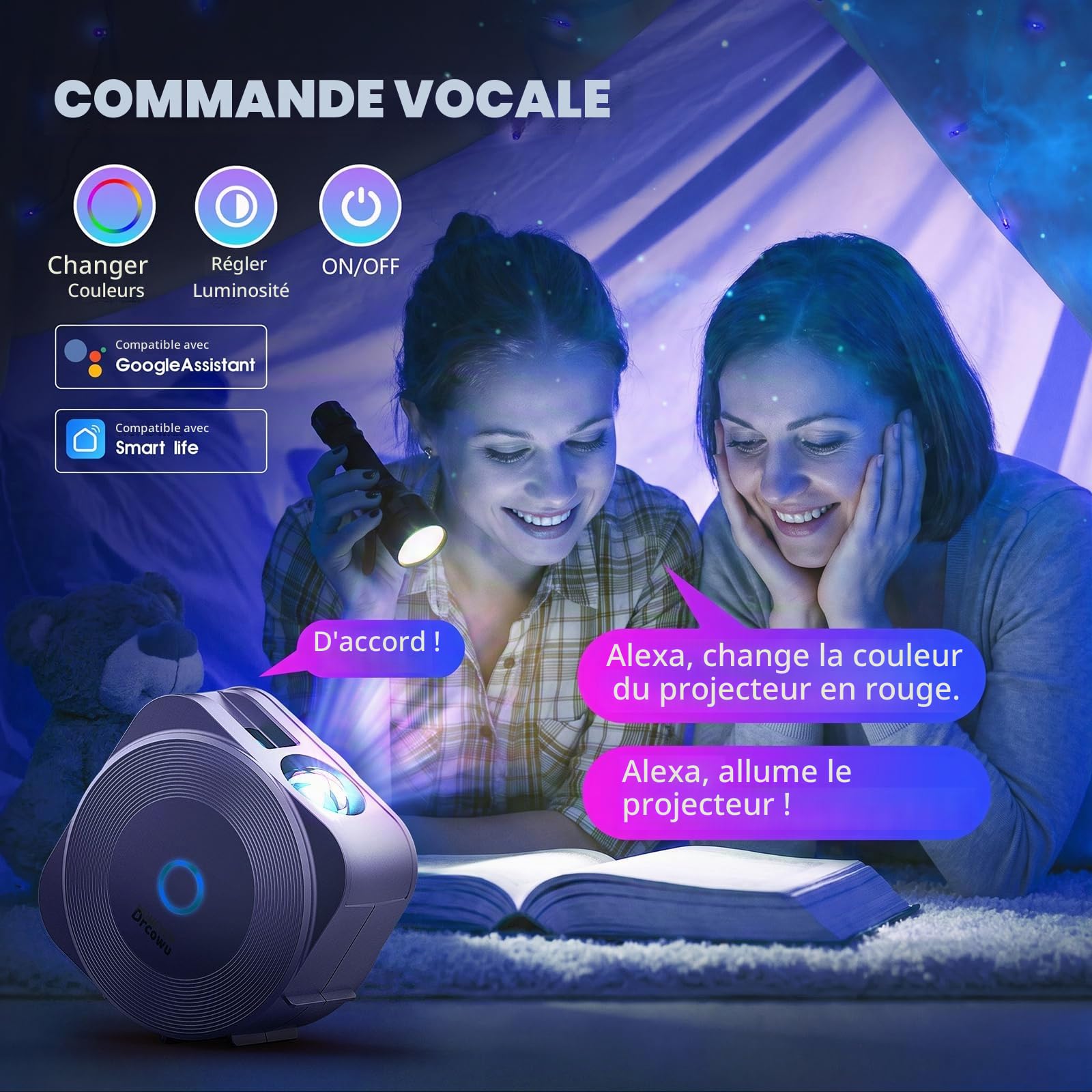 LED Galaxy Star Projecteur avec minuterie, Réglable pour Cadeau
