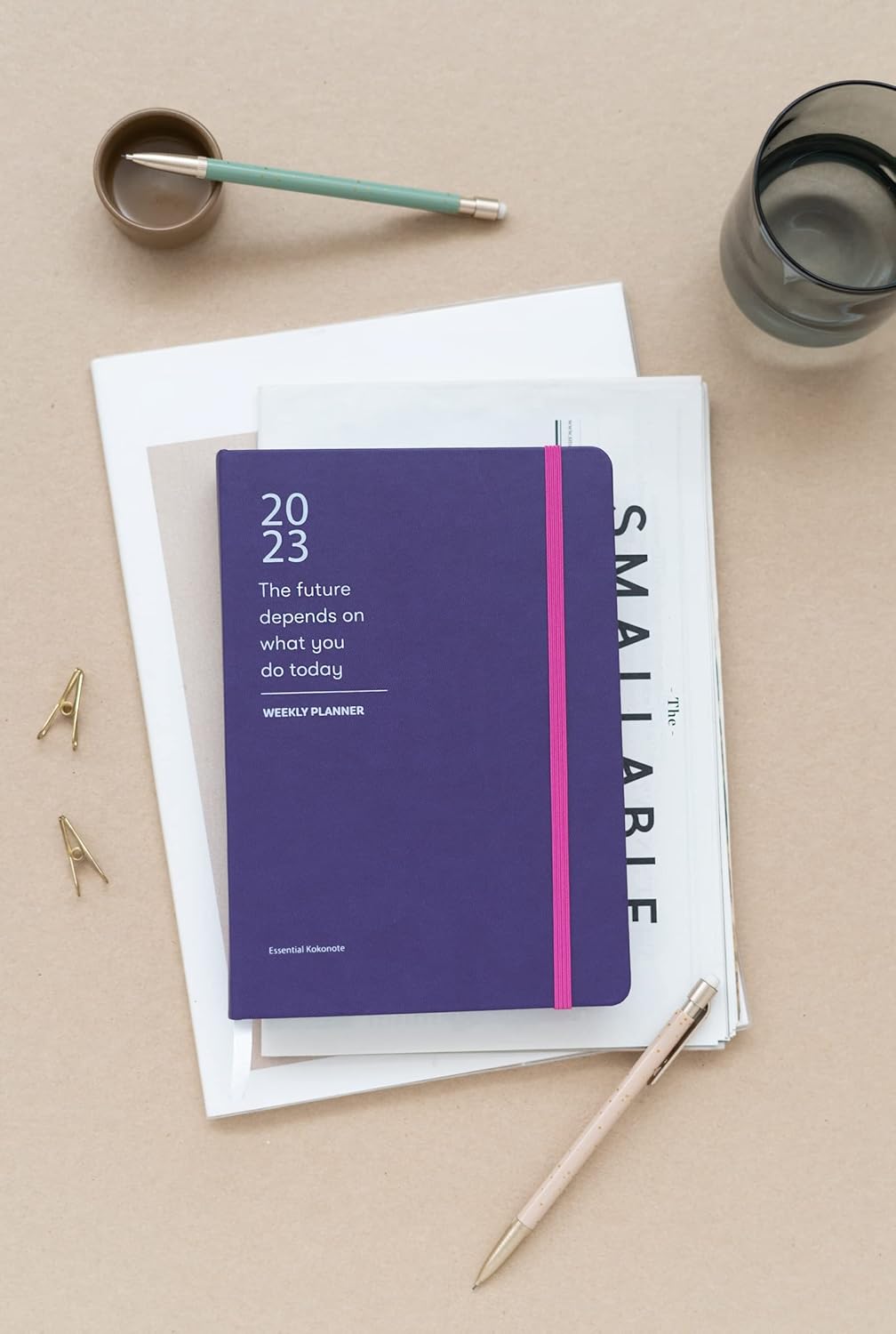 Kokonote Colour Fun Purple A5 2023 Week to View Diary, December 2022 to December 2023 with Stickers and Pocket, 2023 Diary, Cute Stationery