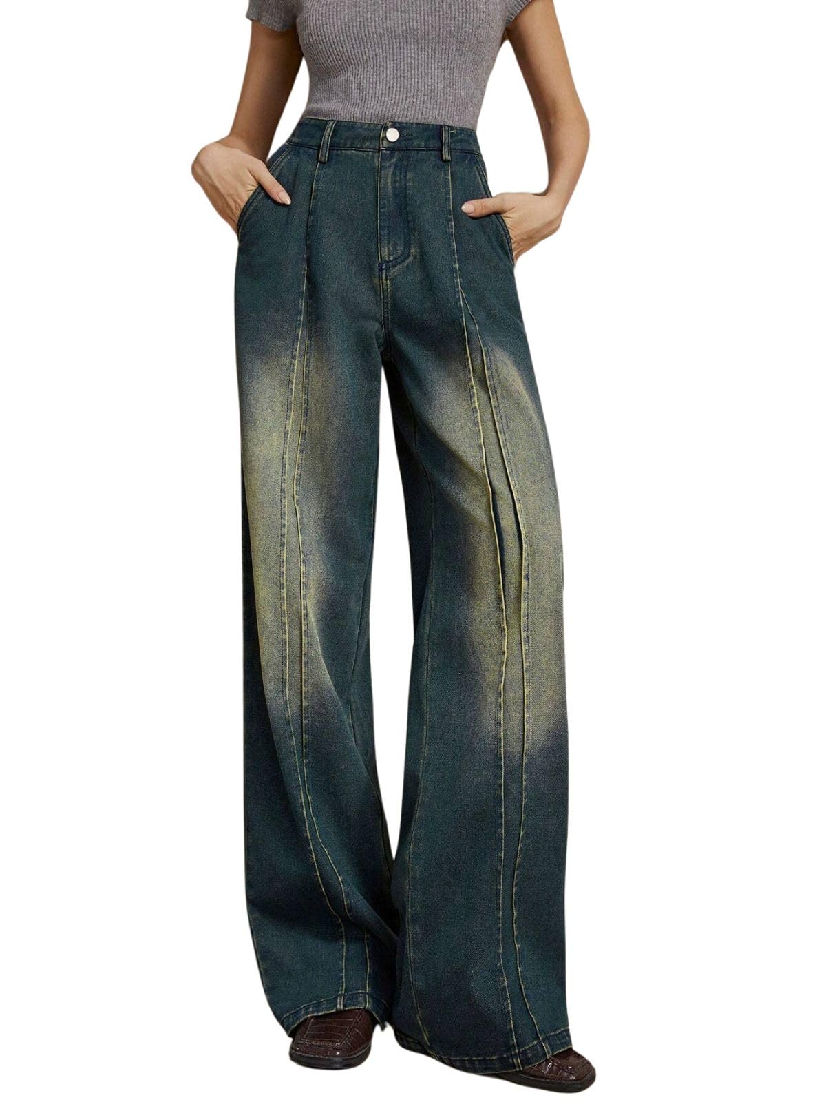 Women's Loose High Rise Jeans | Pant | Bootcut High Waist | Baggy | Bell Bottom Jeans