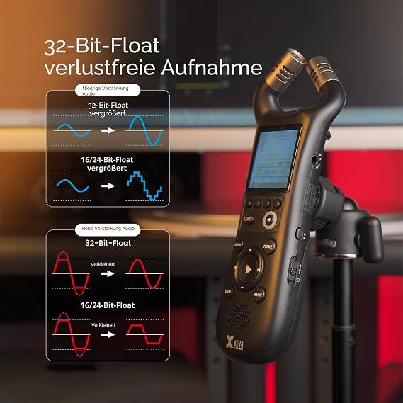 Xvive - XV1-R Digital Handheld Recorder with Integrated Microphones - WAV Recording Mono Stereo