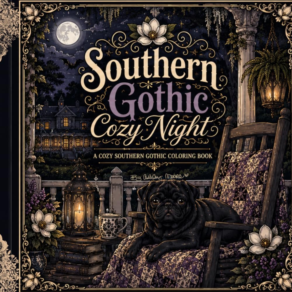 Southern Gothic Cozy Nights: A Cozy Southern Gothic Coloring Book