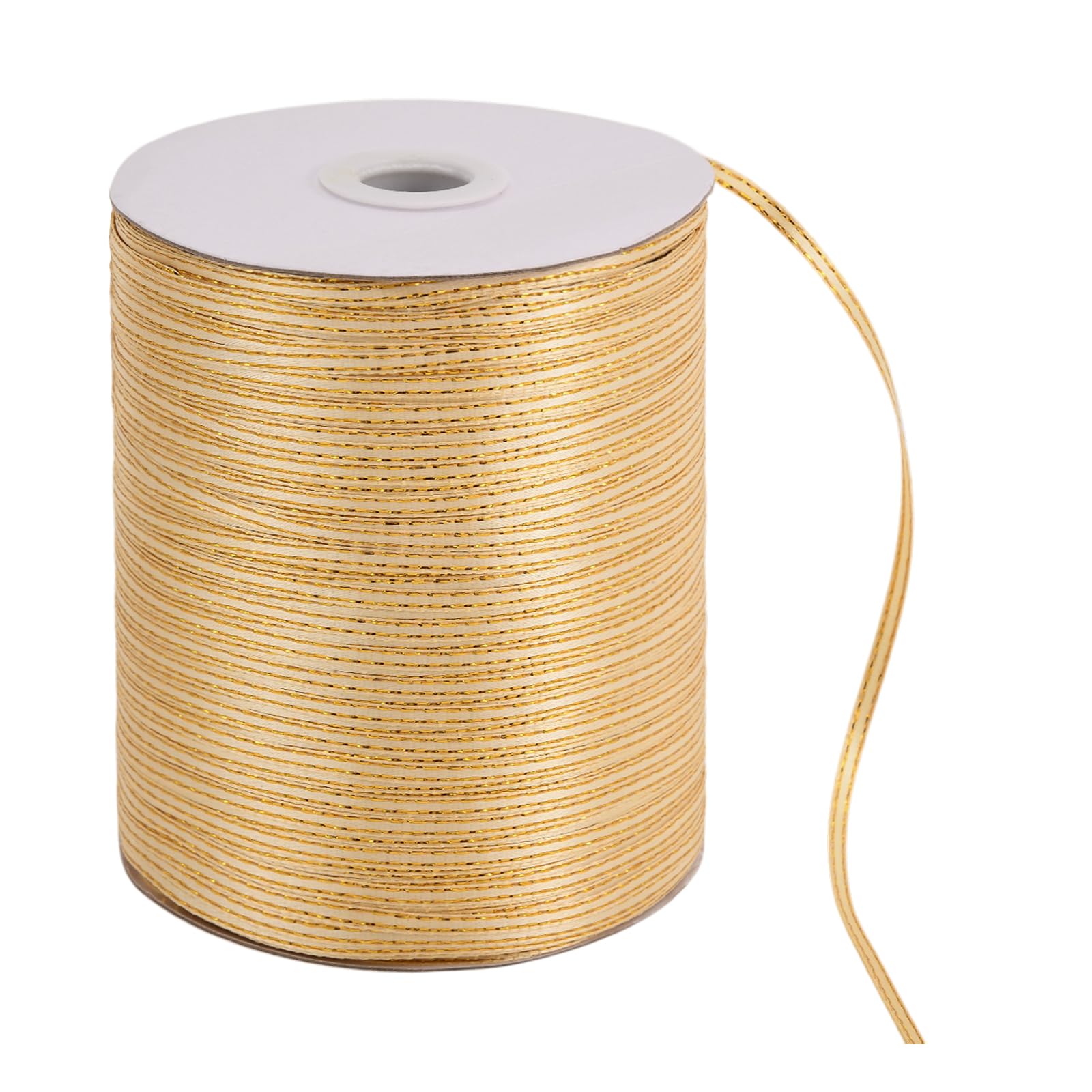 Nastro di raso con bordo dorato, 800 m, largo 0,3 cm, per confezioni regalo, vestiti, accessori