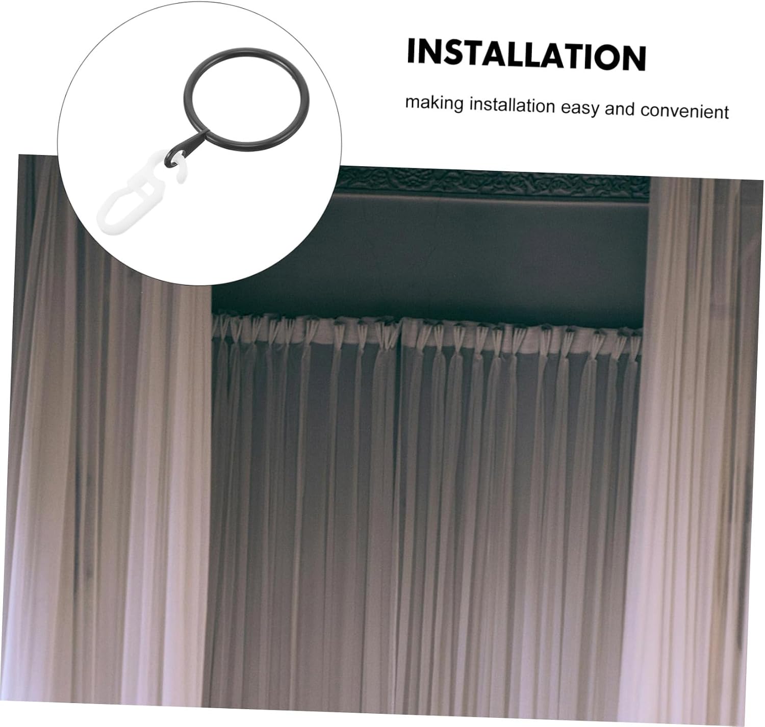 45pcs Curtain Hanging Rings with Clips Lightweight Curtain Hooks for Easy Installation for Drapes Window Rods and Shower Decorations