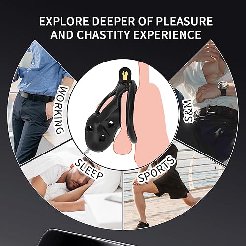 Miniatura 5 de FYJENNICC Love 1.0 - Jaula de castidad  Dispositivo de castidad masculina de resina ligera con bloqueo invisible, equipo de bondage para hombres,