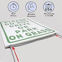 Vista 3 de VIBE INK Letrero de 12 x 18 pulgadas con texto en inglés «Please Do Not Drive Or Park On Grass Yard», con estacas en H de 15 pulgadas incluidas