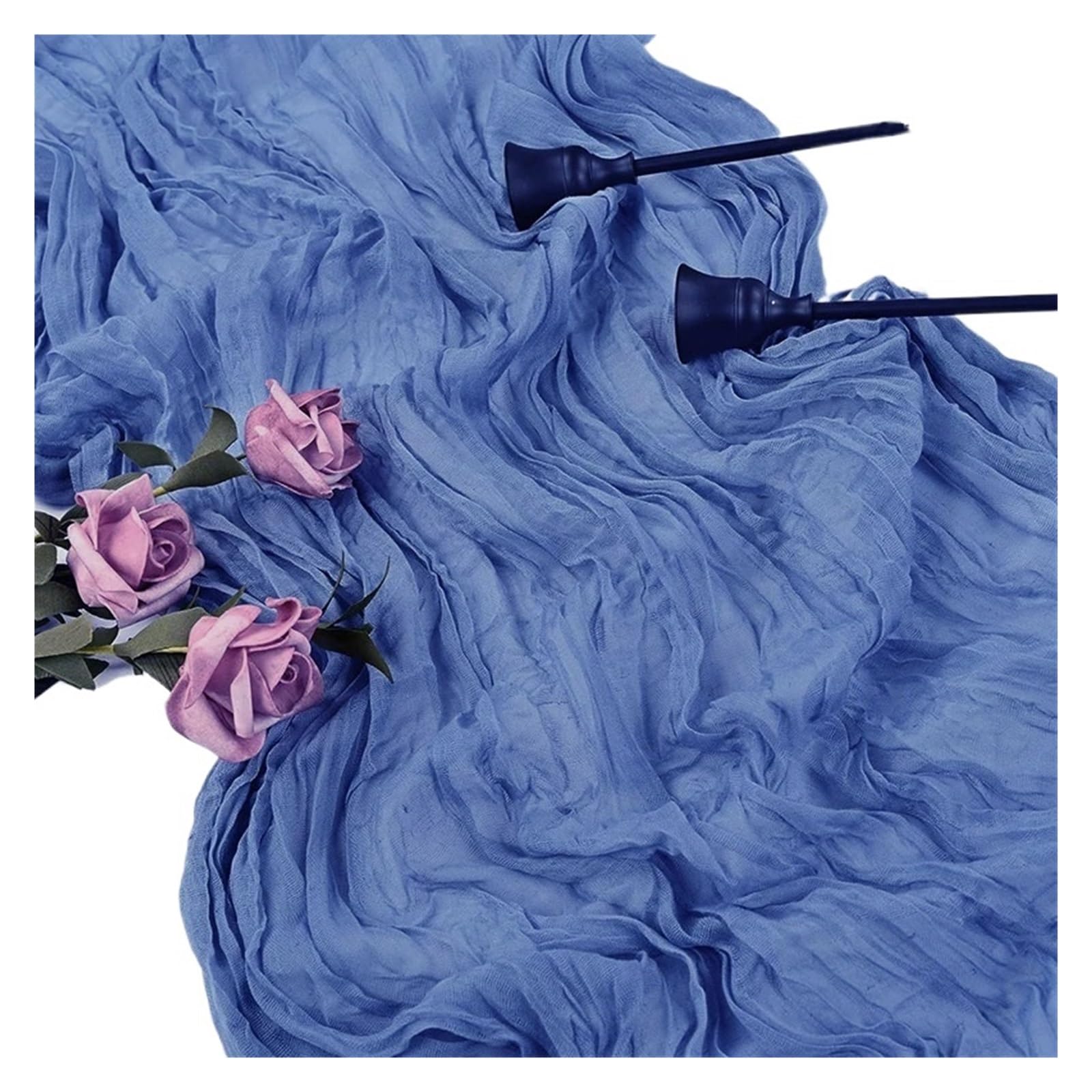 Chiffon Table Runner Table Runner Gauze Wedding Decoration Tablecloth Shower(Blue,90X180cm)