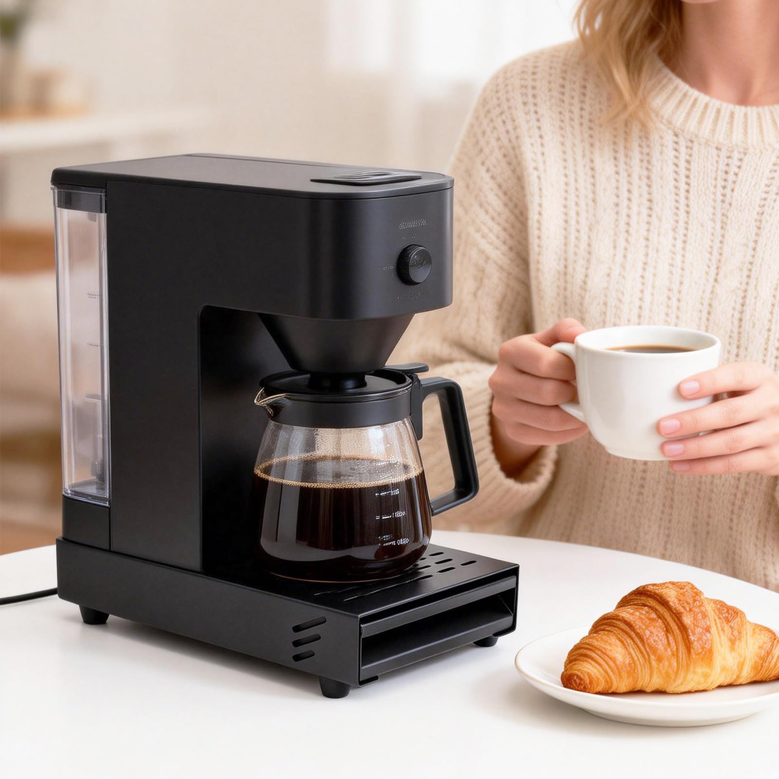 Tiroir Marc de Café, Boîte à Marc à Café, Knock Box avec Tiroir Amovible, pour Machines Espresso, Nettoyage Facile, Usage Café, Maison, Bureau, 18 x 28 x 5 cm