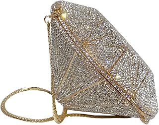 HLONGG Borsa da Pranzo a Forma di Diamante Tridimensionale a Forma Borsa della Frizione per Signore Banchetto Borsa Femminile Donne Borse da Sera e frizioni per la Festa di Matrimonio,d'oro