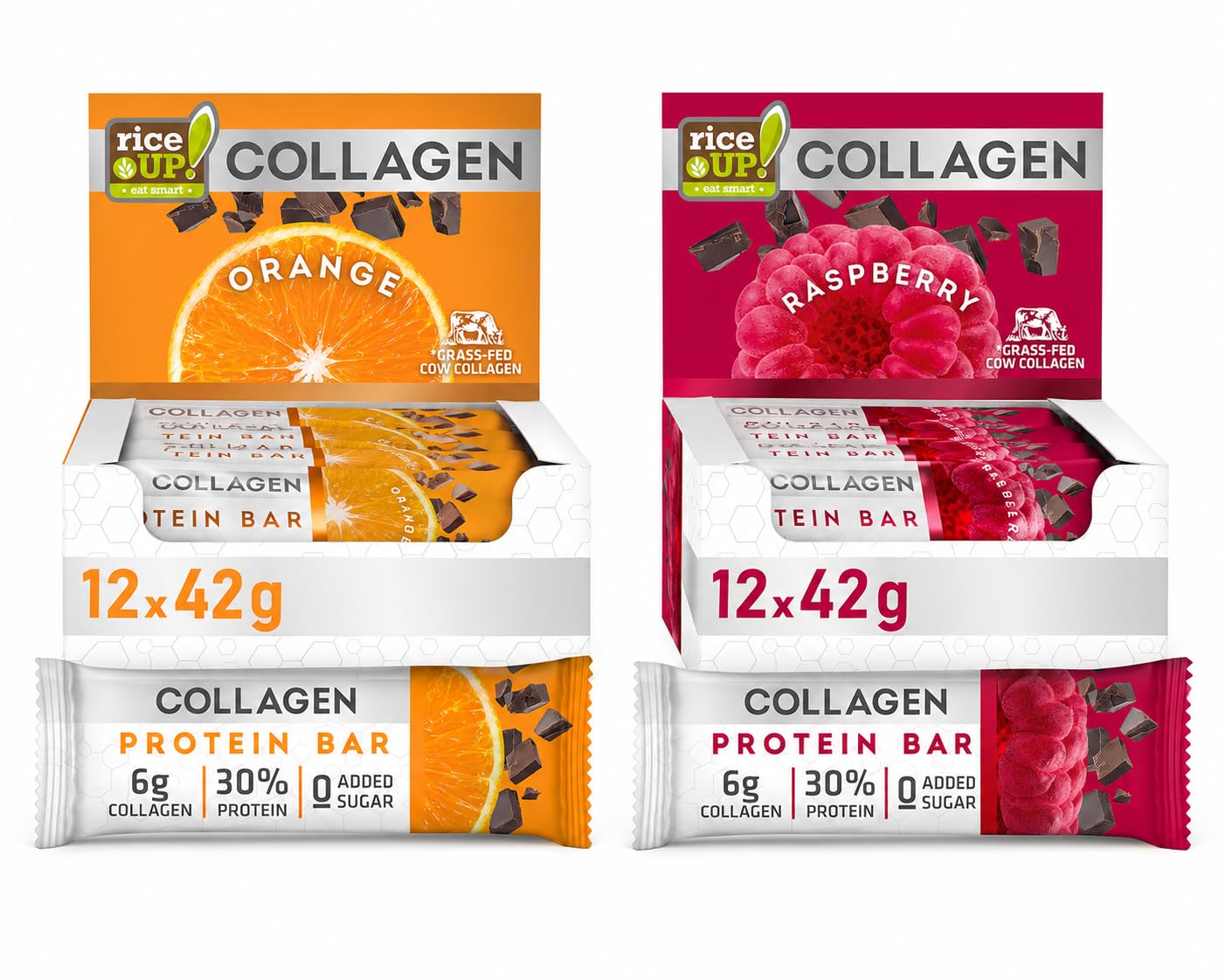 Barre proteinee collagene RiceUP! orange framboise 24x42g - 8