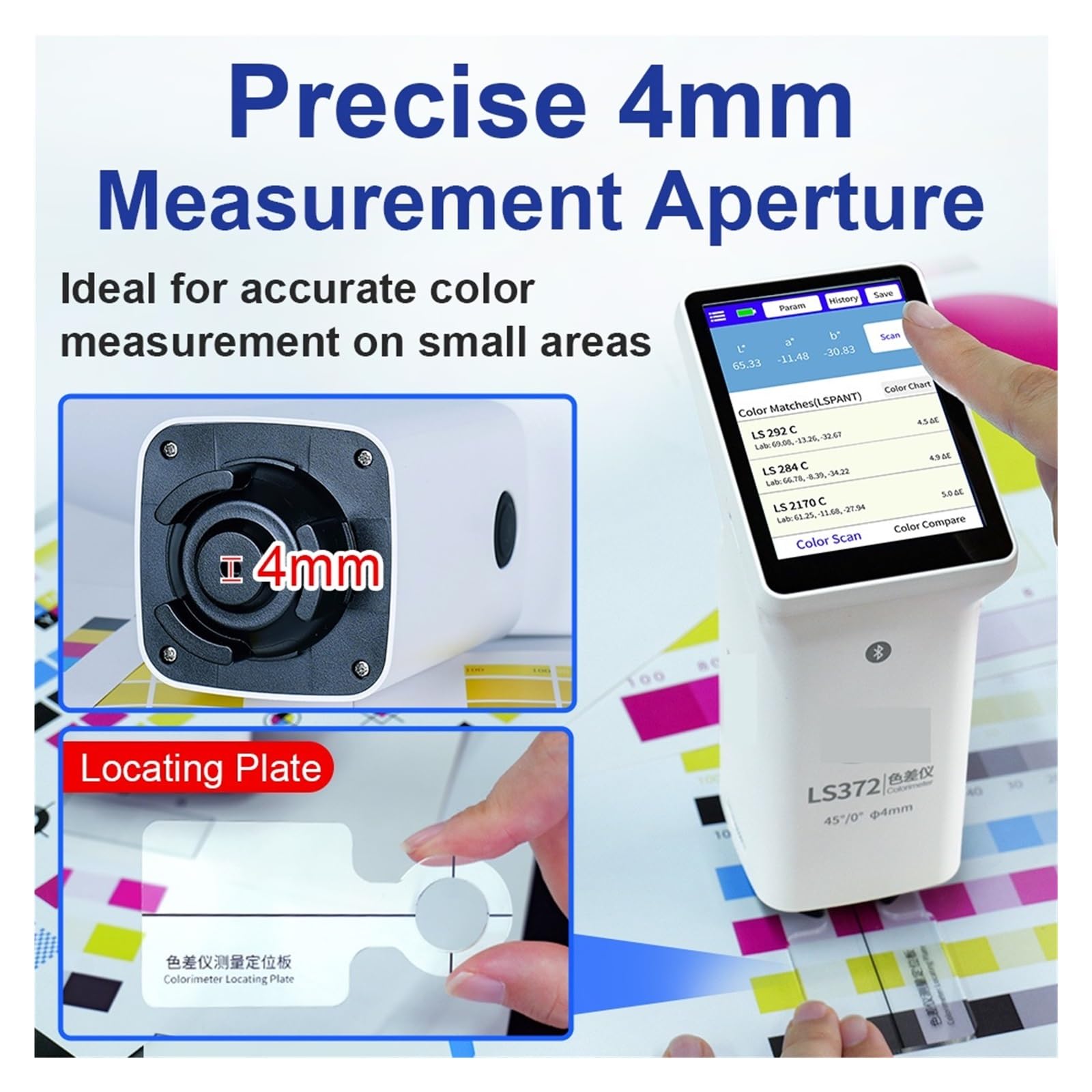 Espectrofotómetro, Colorímetro Profesional LS372 Para La Industria De Impresión Con Función Control Calidad, Fuente Luz D50 Alta Precisión, Pantalla Táctil Apertura 4mm