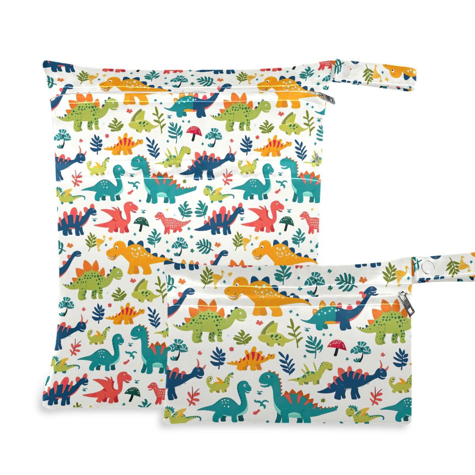 Coikll Wet Dry Bags for Cloth Diaper 2 Pack Waterproof Yoga Gym Bag for Swimsuit Wet Clothes Baby Items-?Cartoon Animals?