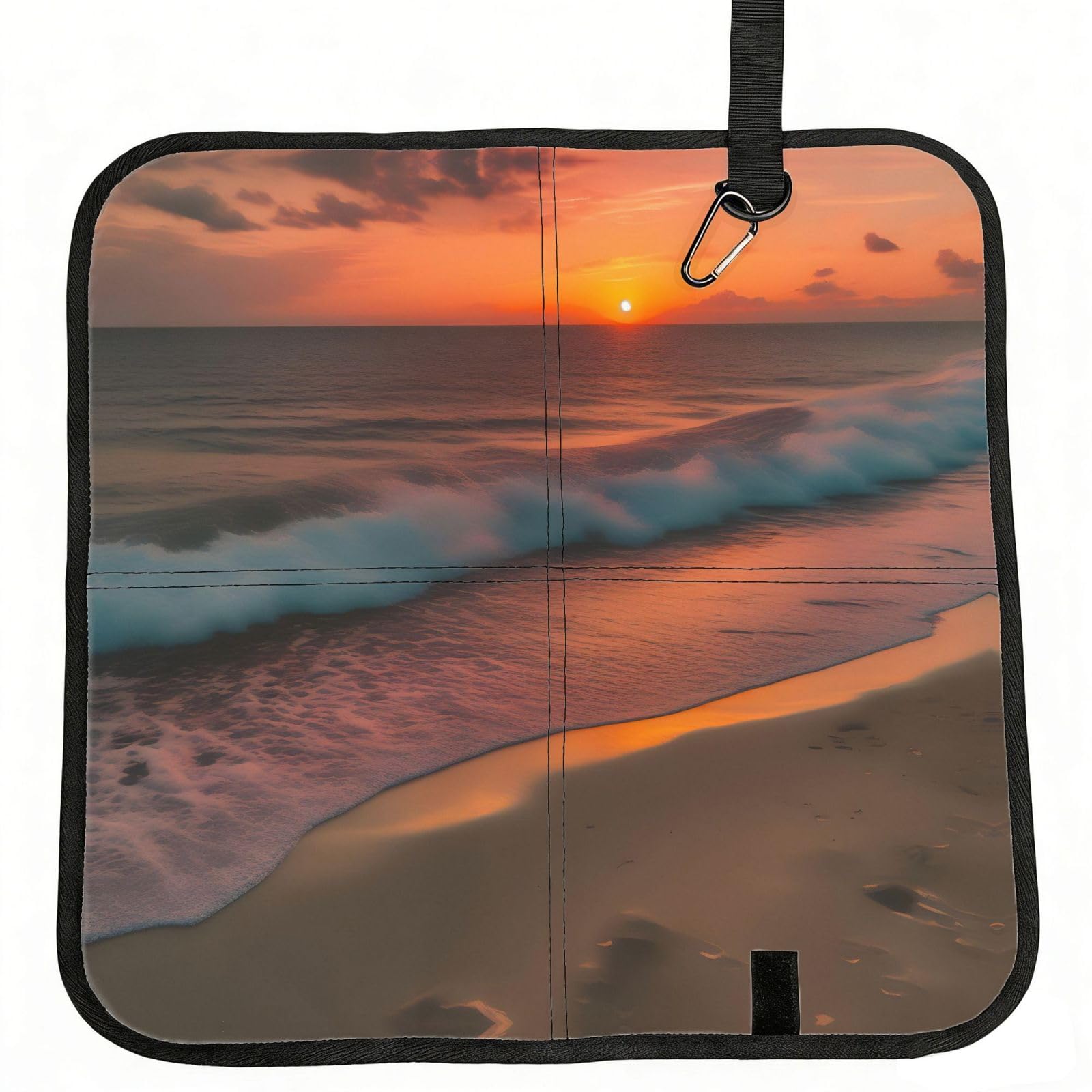 YGLHBDPBF Sunset at The Beach Print Camping seat cushion,Foldable Sitting Pads,Save Backpack Space for Hiking