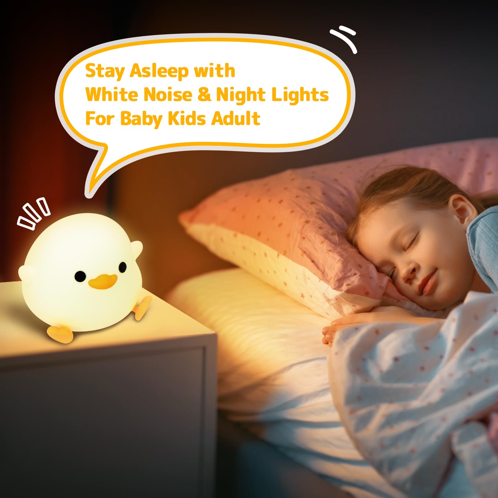 UCAMP Luz Nocturna Infantil,Silicona Luz Quitamiedos con Temporizador y Control Táctil,Luz de Noche recargable por USB para Niños,Luz Nocturna Bebé Silicona con Decoración de la Habitación