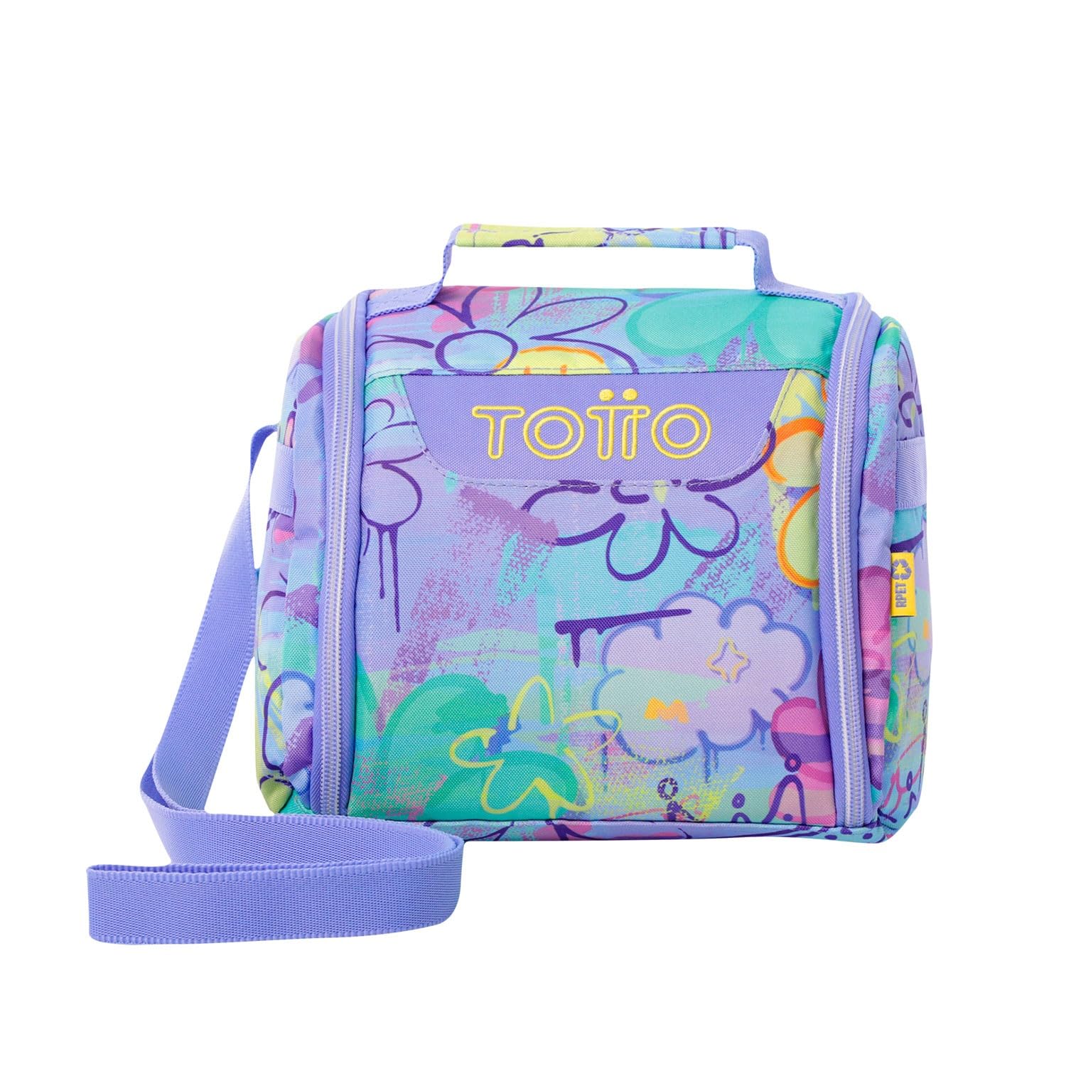 TOTTO - Bolsa Térmica Porta Alimentos 8L, Modelo Resaltador, 25 x 20 x 17 cm, Portameriendas Infantil, Apertura 180º, Asa de Mano, Correa Ajustable, Pasador para Mochila con Ruedas, Color Grafily