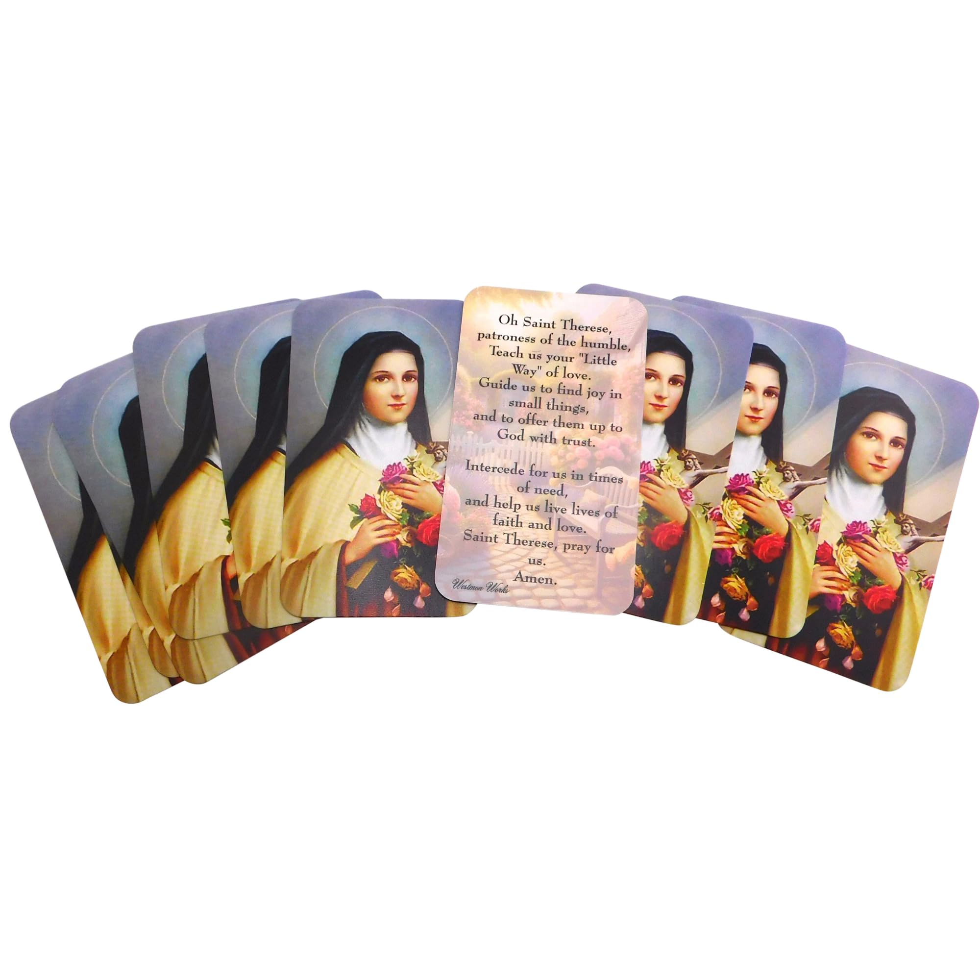 Westmon Works St Therese of Lisieux Holy Card Bulk Pack Bundle Catholic Saint Prayer Made in the USA, Set of 10