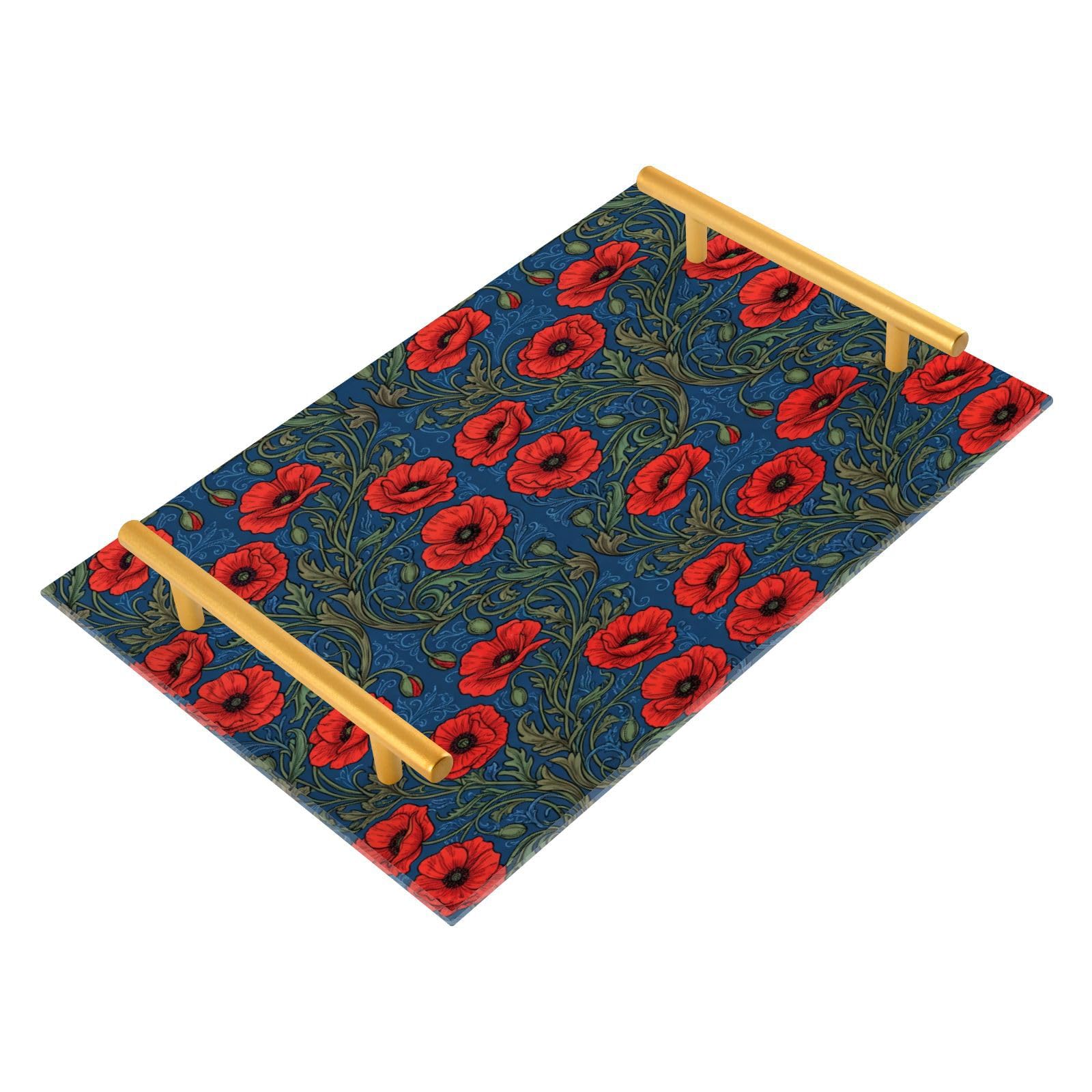Bandeja rectangular William Morris Red Alabia con asas para servir bebidas y café en cocina