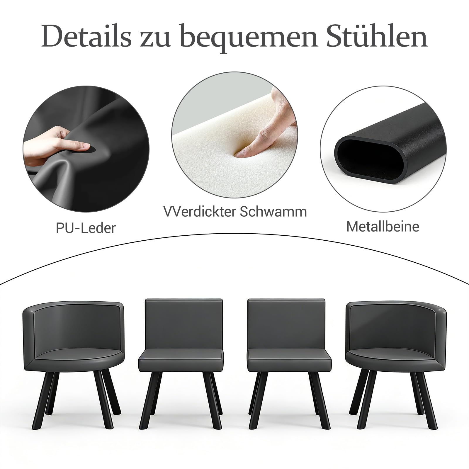 Konferenztisch 180x90cm, Moderner Besprechungstisch mit Metallrahmen und 8 Stühle, Rechteckiger Meetingtisch für 6–8 Personen für Büro, Konferenzraum, Seminarraum, Esszimmer (Grau)