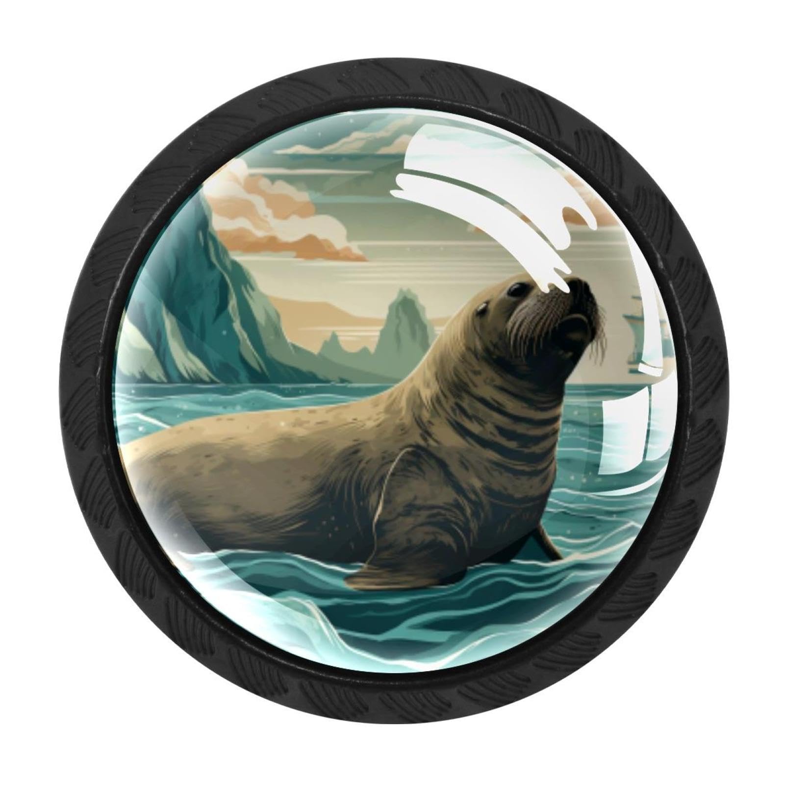 CHENZZZZ 4 Pieces Dresser Knobs Sea Lion Drawer knobs Cabinet Knobs Pull Handles for Home Kitchen Office