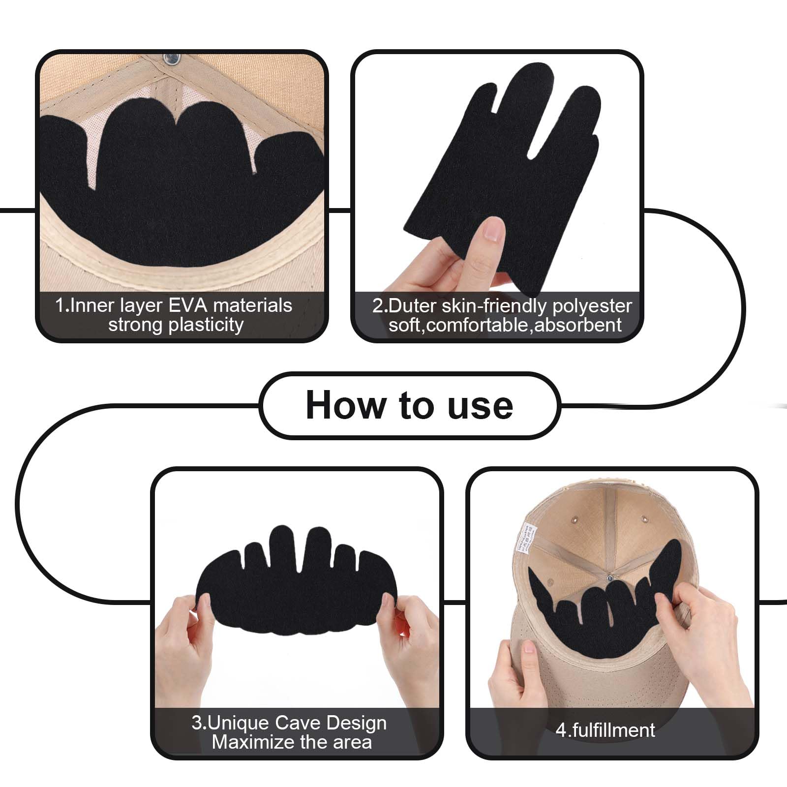 Oruola Lot de 15 inserts façonneurs de casquettes, protecteurs de casquettes avec design unique, lavables et réutilisables, protection contre la transpiration