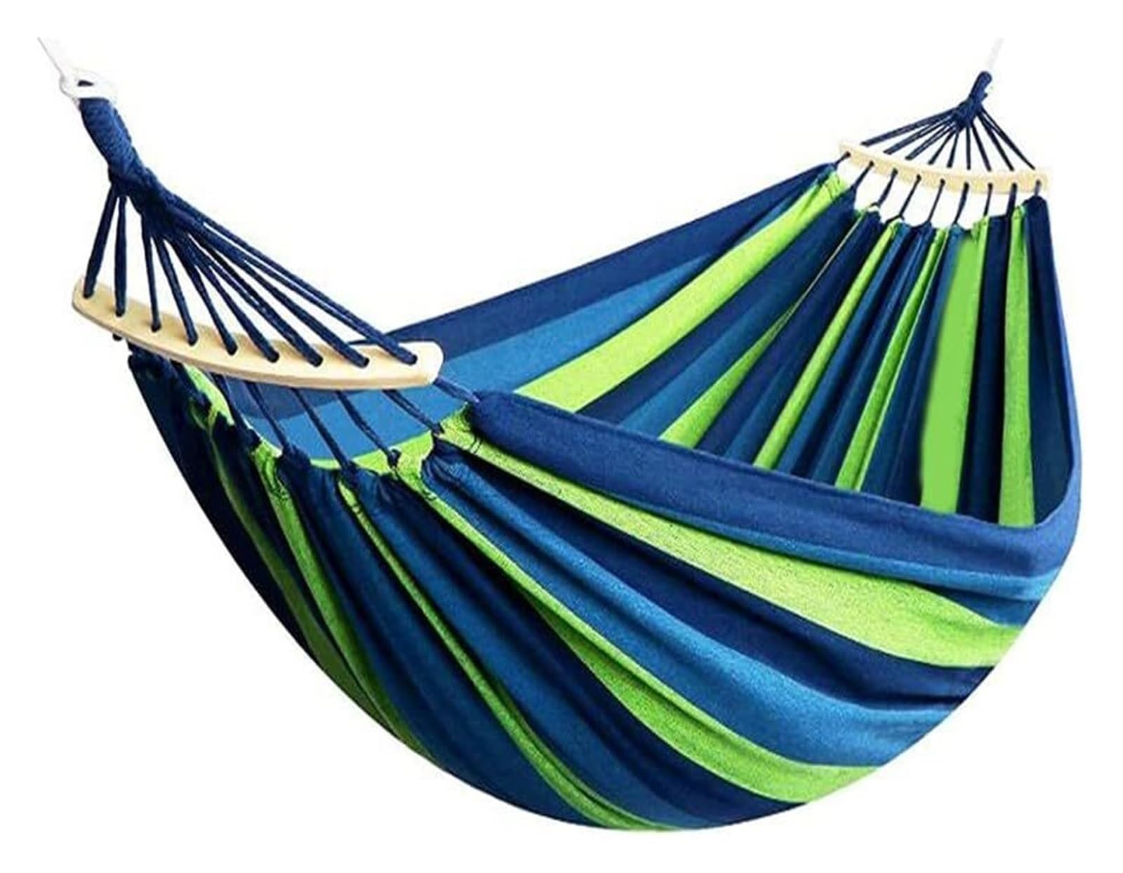 Hamac Portable, hamac de Camping, hamac de Jardin en Coton avec Barre en Bois incurvée Hamac Portable Confortable avec Sac de Voyage Compact for Patio intérieur/extérieur(Blue,240 * 100cm)