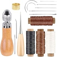 Vista 6 de Kit de hilo de coser de cuero con hilo encerado, herramienta manual de costura rápida (tipo 1)