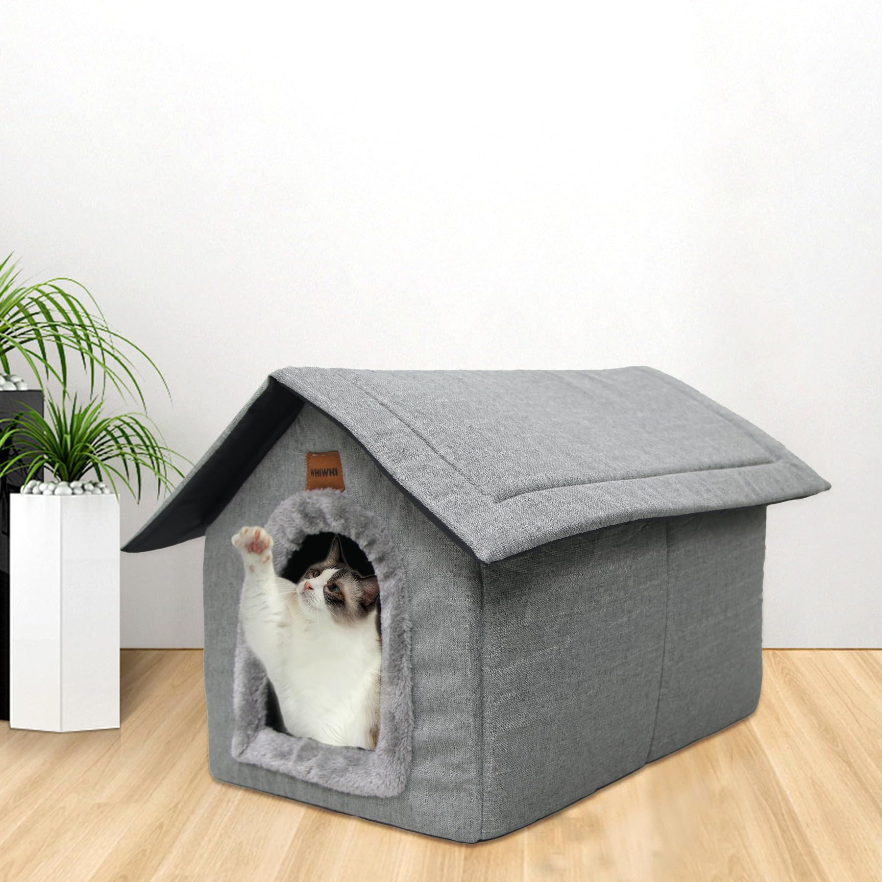 Whiwhi Kattenhuis Kattenhok voor binnen hondenhuis met pluche kussen