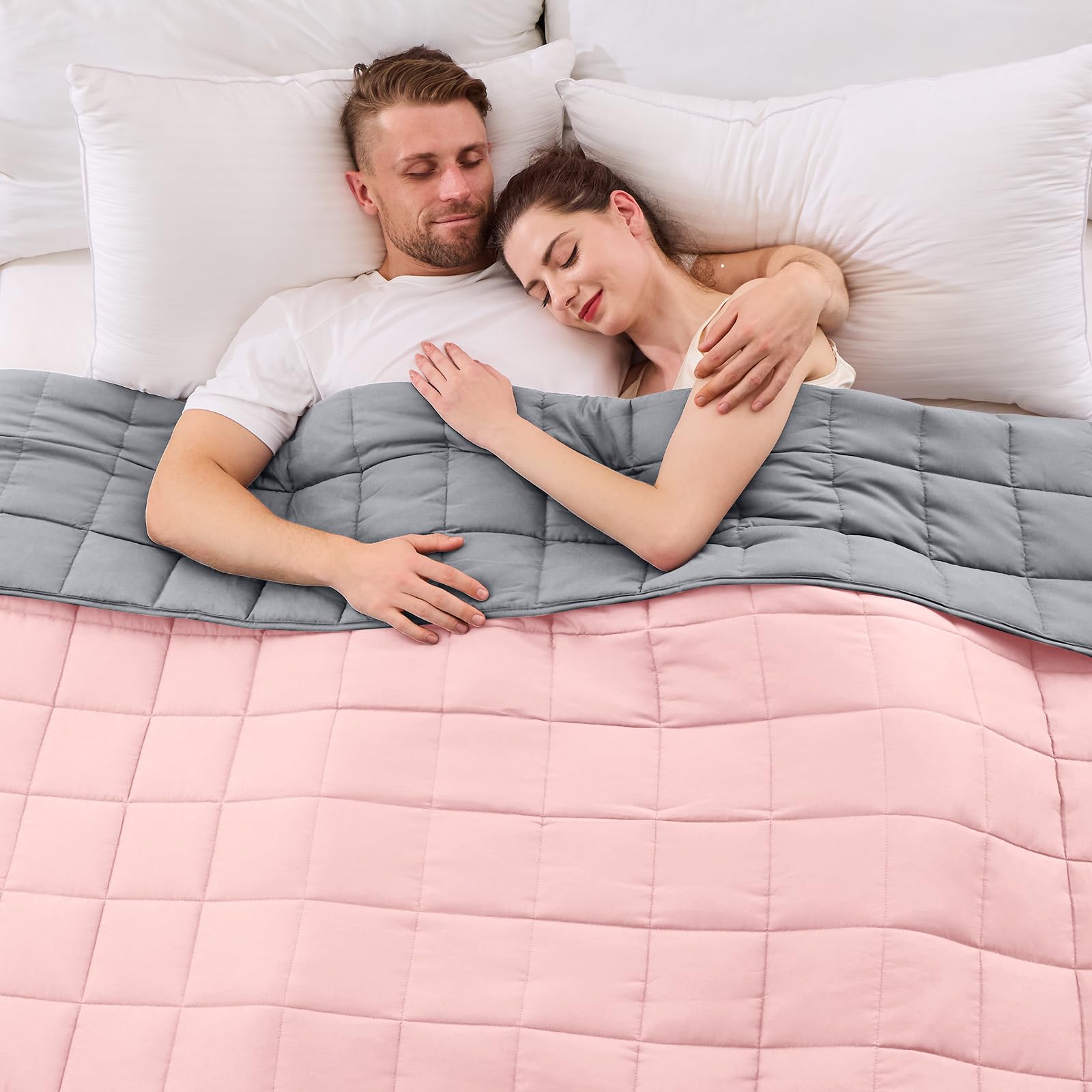 Photo 1 of King Size Weighted Blanket for Adults (20 lbs, 80” x 87”, Pink Grey) Cooling Heavy Blanket for Sleeping Perfect for 190-210 lbs, Breathable Blanket for Adults & Couple All Season, Machine Washable