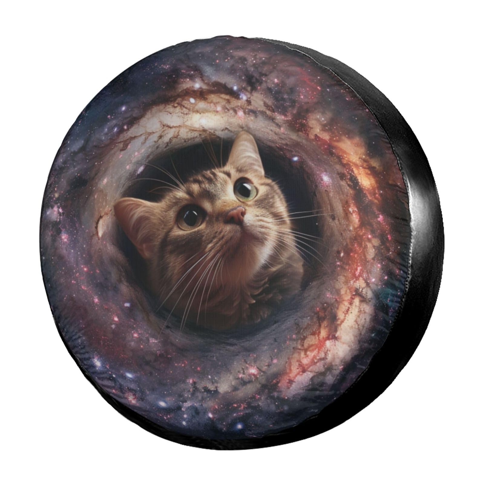 Dujiea Cat Head in Galaxy Spare Tire Cover, Universal Wheel Tire Cover Waterproof Dust-Proof Tire Protectors for Trailer Rv SUV Truck Camper and Many Vehicle 14 15 16 17 Inch