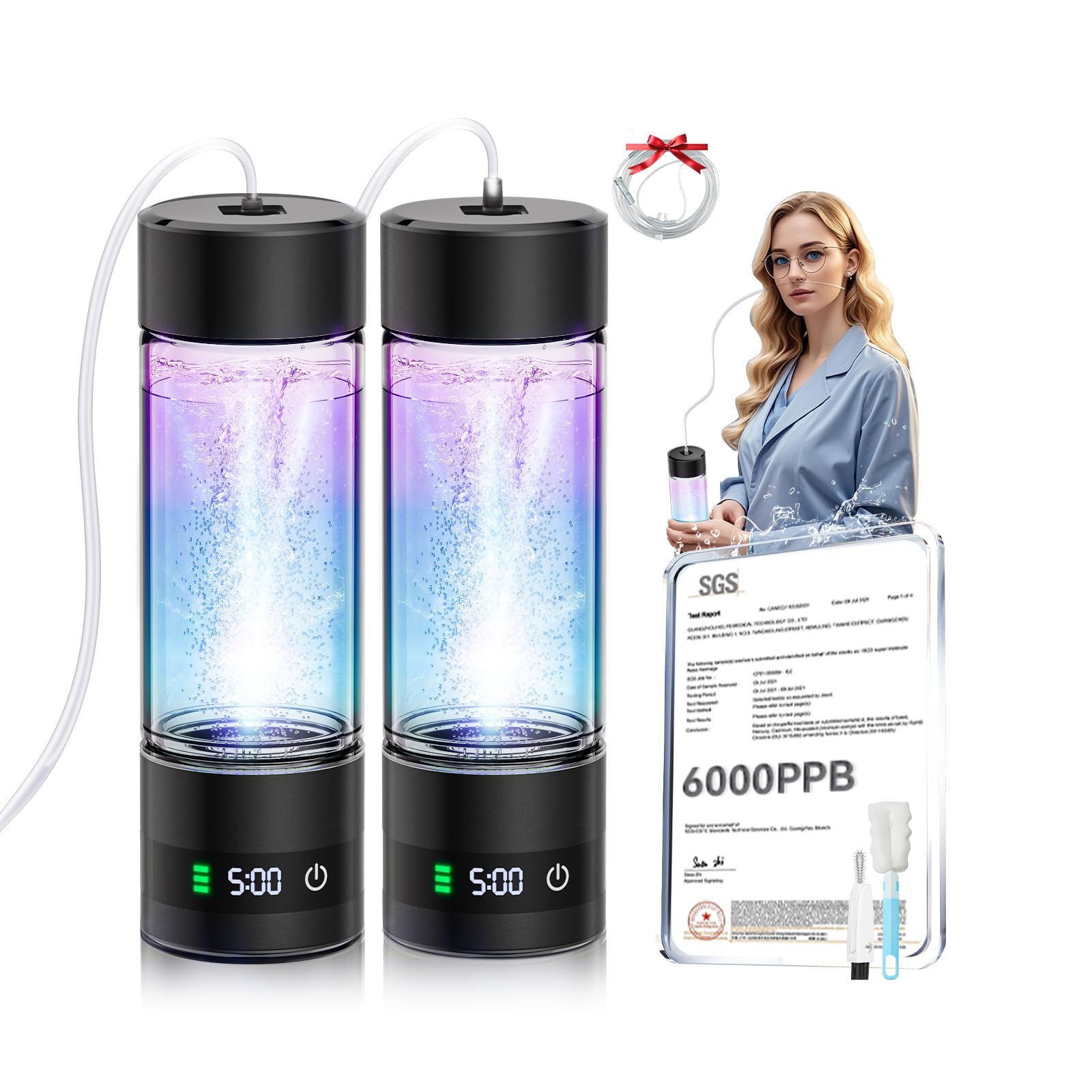 4 0 Upgrade Hydrogen Water Bottle Hydrogen Absorption NO 1-100 Odorless SGS Certification - 6000PPB Hydrogen Water Bottle