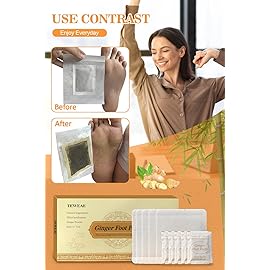 TEWEAE Foot Pads, Ginger FootPads, Natural Ginger Powder Bamboo Vinegar Foot Patches 20 Packs.