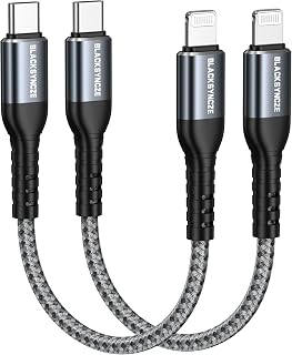 BLACKSYNCZE USB C to Lightning Cable, 2Pack 0.3M USB C iPhone Charger Cable MFi Certified Short Nylon Braided PD Fast iPhone Charging Cable for iPhone 14 13 12 11 Pro Max Mini XR XS X 8 Plus 7 6s 5s