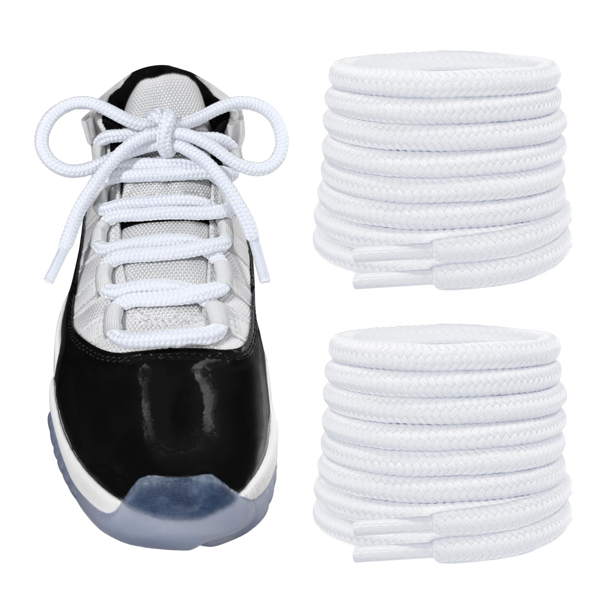 NDTEZUGT Round Rope Shoelaces for Air Jordan 11 Sneakers | 1/4in(6mm) Wide, Polyester Sho…